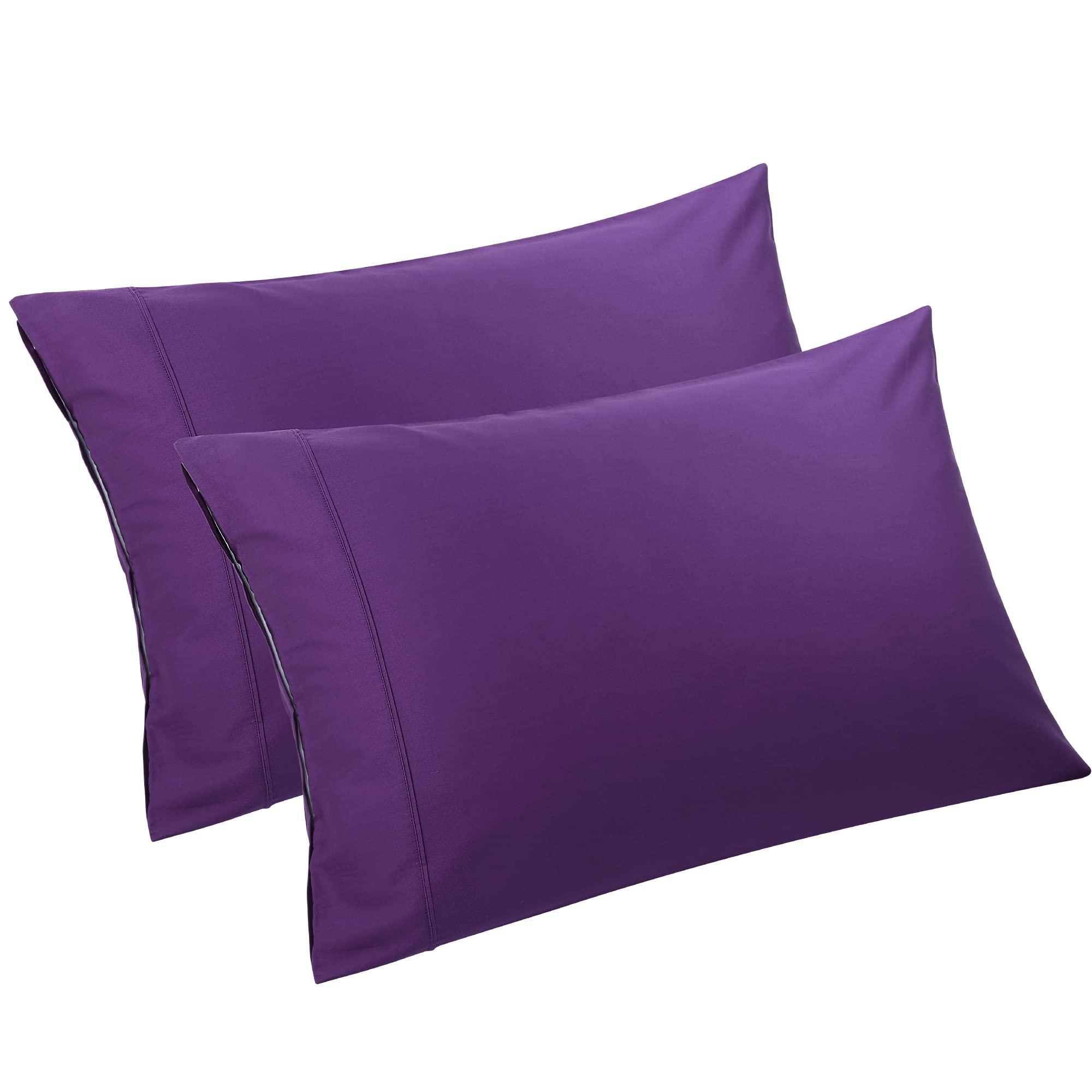 PiccoCasa King Size Grape Pillowcase Set of 2 - 100% Cotton Super Soft Zipper Closure Pillow Covers 20x36 Inches for Hotel & Home Bedroom Luxury Comfort