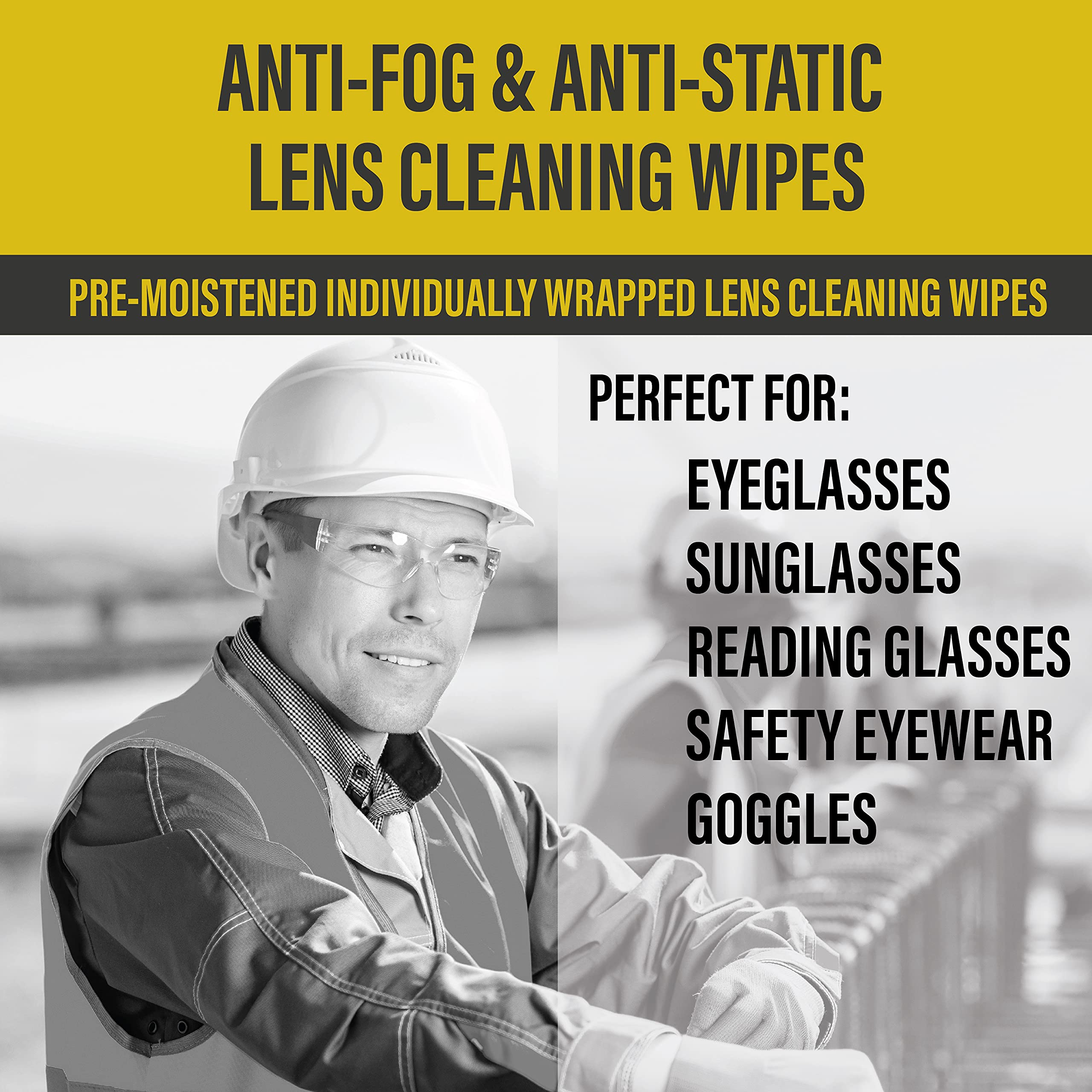 Premium Lens Cleaning Wipes - 100 Count | Pre-Moistened, Silicone-Free Microfiber Towels for Glasses, Screens & Optics | Anti-Fog, Scratch-Free Cleaning for Eyewear, Smartphones, Laptops, Cameras & Watches | Perfect for Office, Travel & Home Use