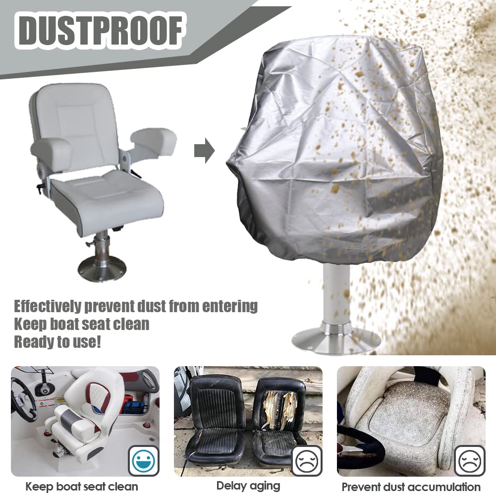 Waterproof 600D Boat Seat Cover for Pontoon, Captain's Chair & Bench - Outdoor Marine Grade Protection with Drawstring Hem | Ideal for Fishing Boats, Yachts & Deck Chairs