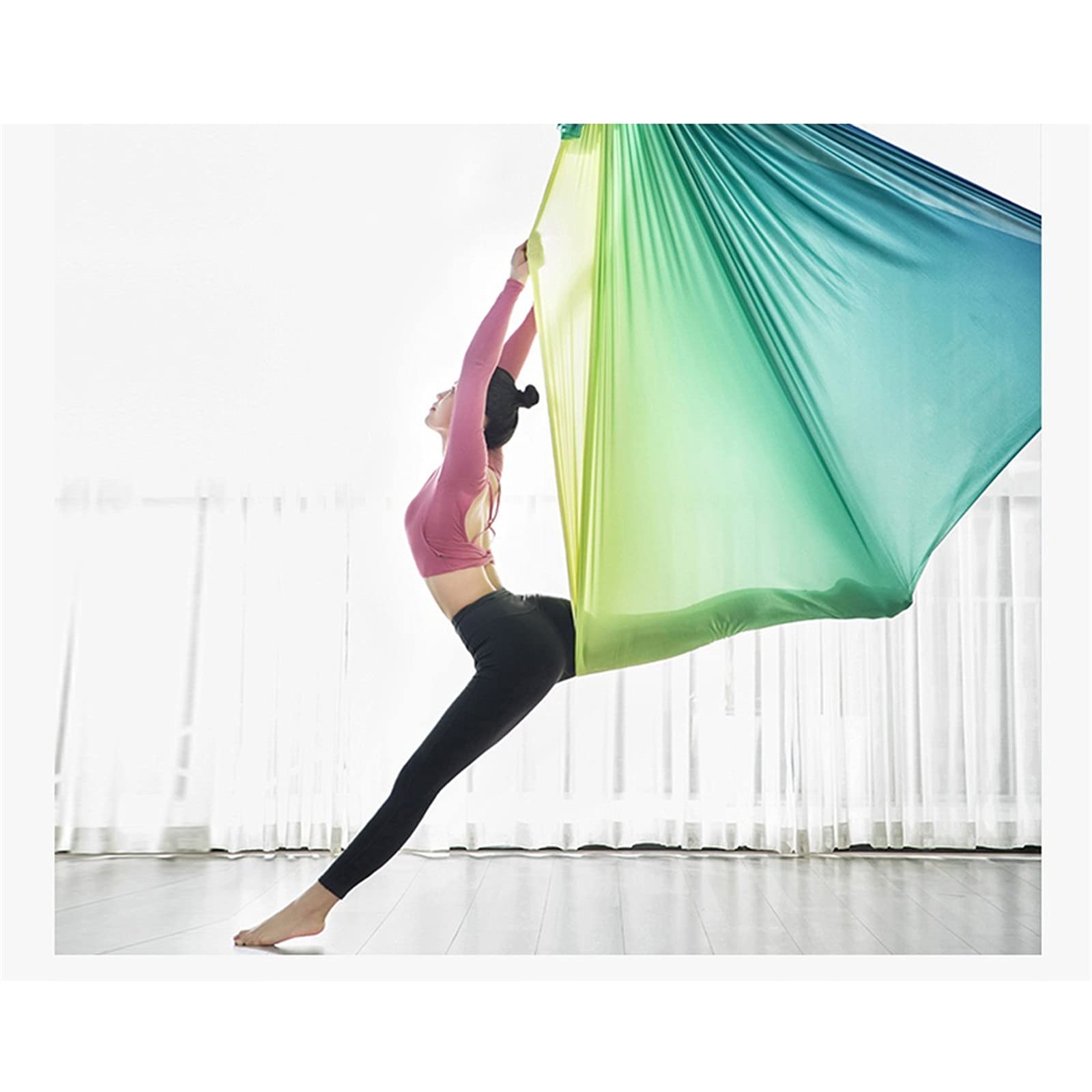 Premium 5M Aerial Yoga Hammock Kit - Safe & Durable Aerial Silks Equipment for Antigravity Yoga, Fitness & Dance (Green) - Perfect for Home Studios, Gyms & Outdoor Training