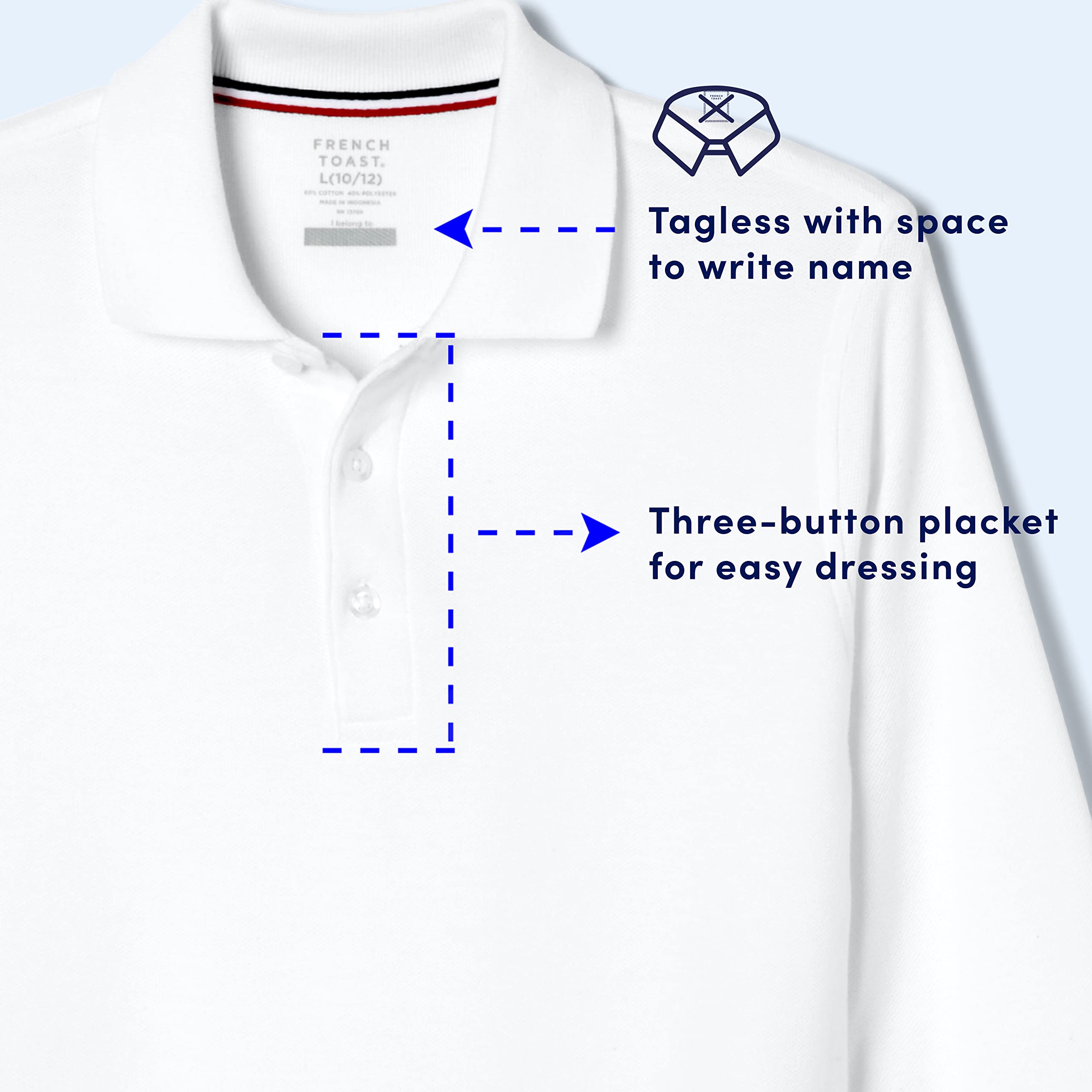 French Toast Pique Polo School Uniform Shirt - Long Sleeve Boys & Girls Dress Shirt for School, Church & Formal Events | Comfortable Cotton Uniform Top for Classrooms & Special Occasions