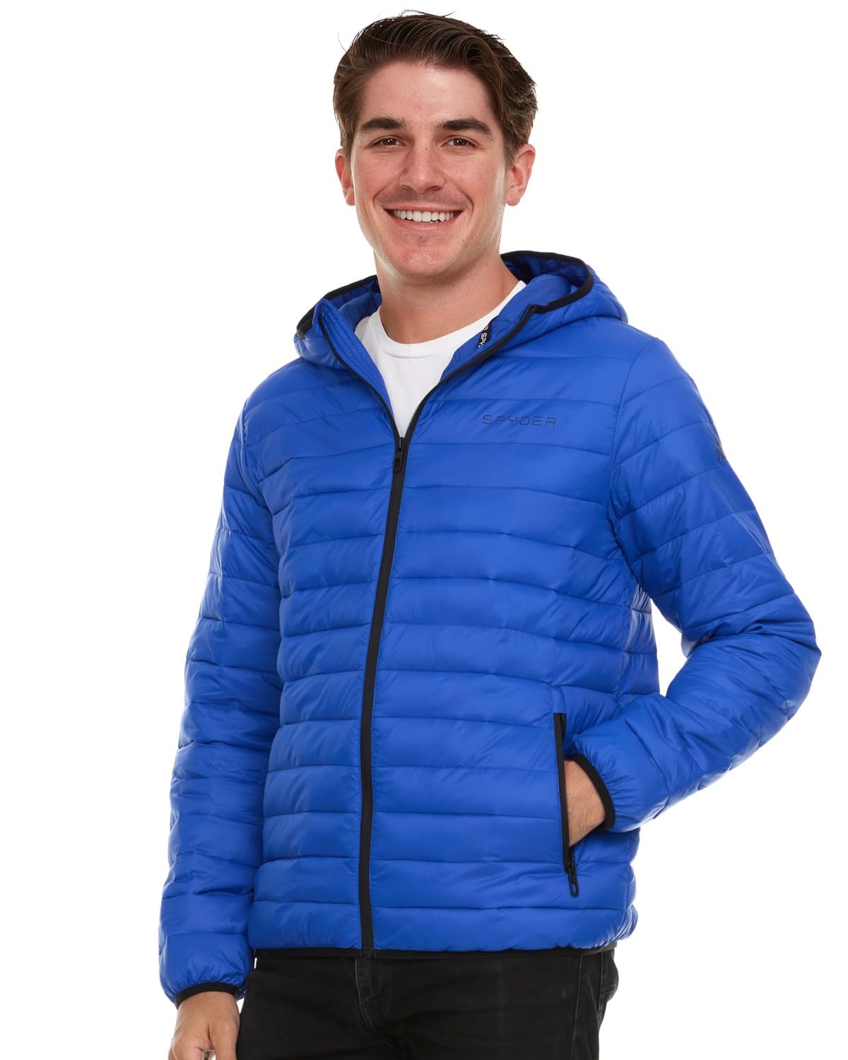 Spyder Men's Lightweight Packable Puffer Jacket with Hood - Warm Winter Coat for Outdoor Activities, Travel & Casual Wear