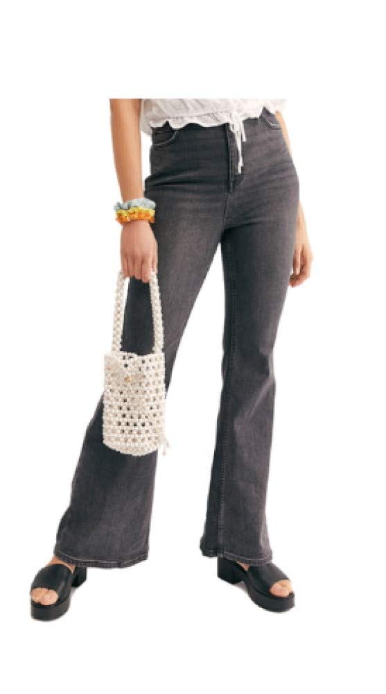 Free People Women's Crvy Robin High Waist Flare Jeans - Size 24 Black | Vintage 70s Inspired Denim Pants for Casual Wear & Boho Outfits