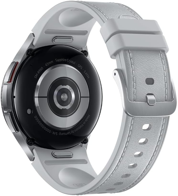 Samsung Galaxy Watch6 Classic (43mm, Bluetooth) Smartwatch with GPS, Sleep Tracking, ECG, Heart Rate Monitor, Fall Detection, SOS, Fitness Tracker - Silver (Renewed) - Perfect for Workouts, Running & Daily Health Monitoring