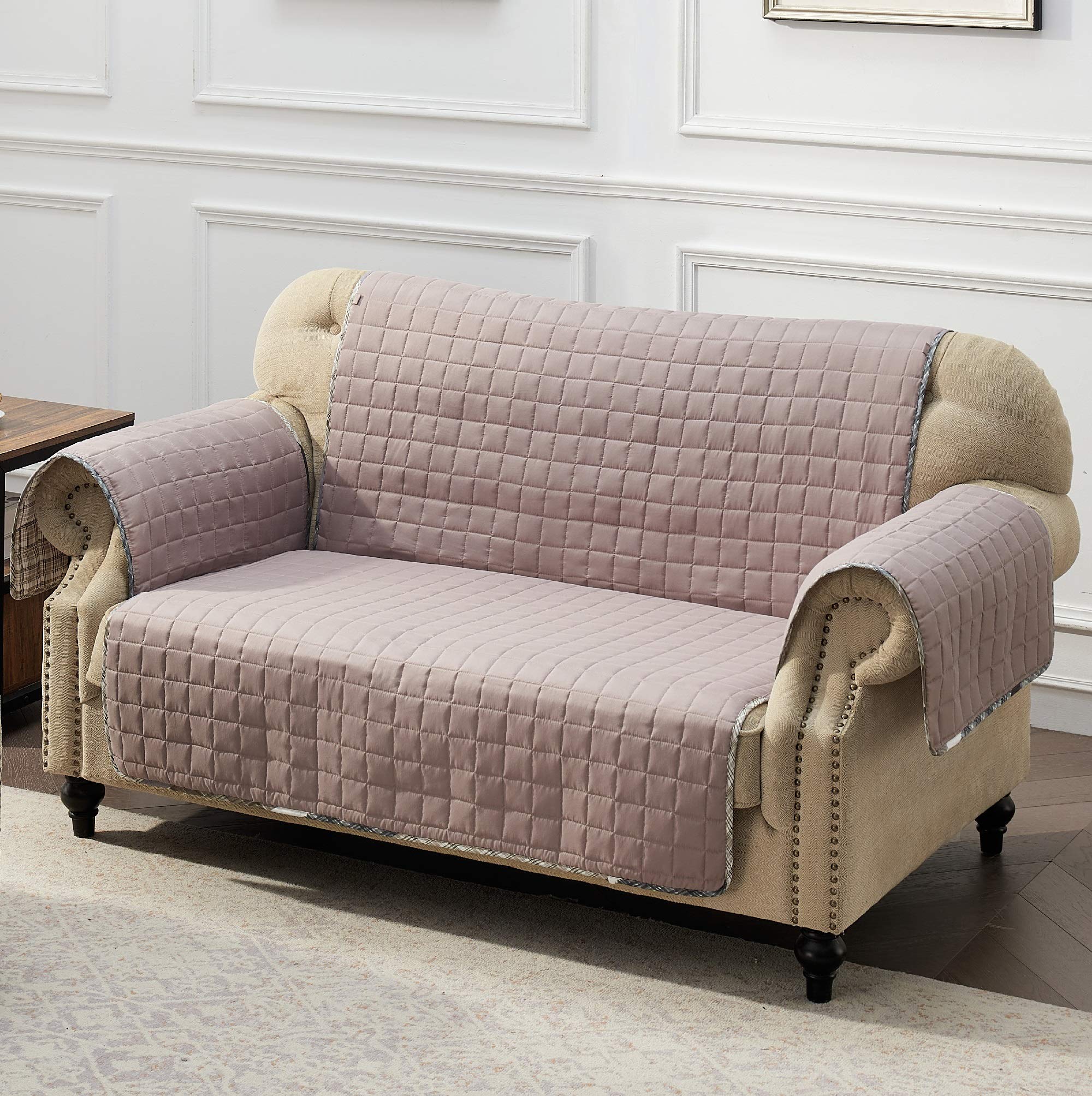 Gold Rush Slipcover for Loveseat - Soft Gray Stretchable Furniture Protector - Perfect for Living Room, Office & Dorm Decor