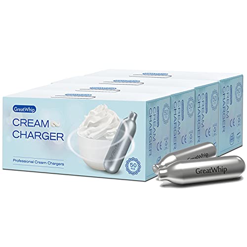 GreatWhip Whipped Cream Chargers - 24 Pack (200 Count) - Premium N2O Cartridges for Professional Desserts, Coffee Toppings & Home Baking