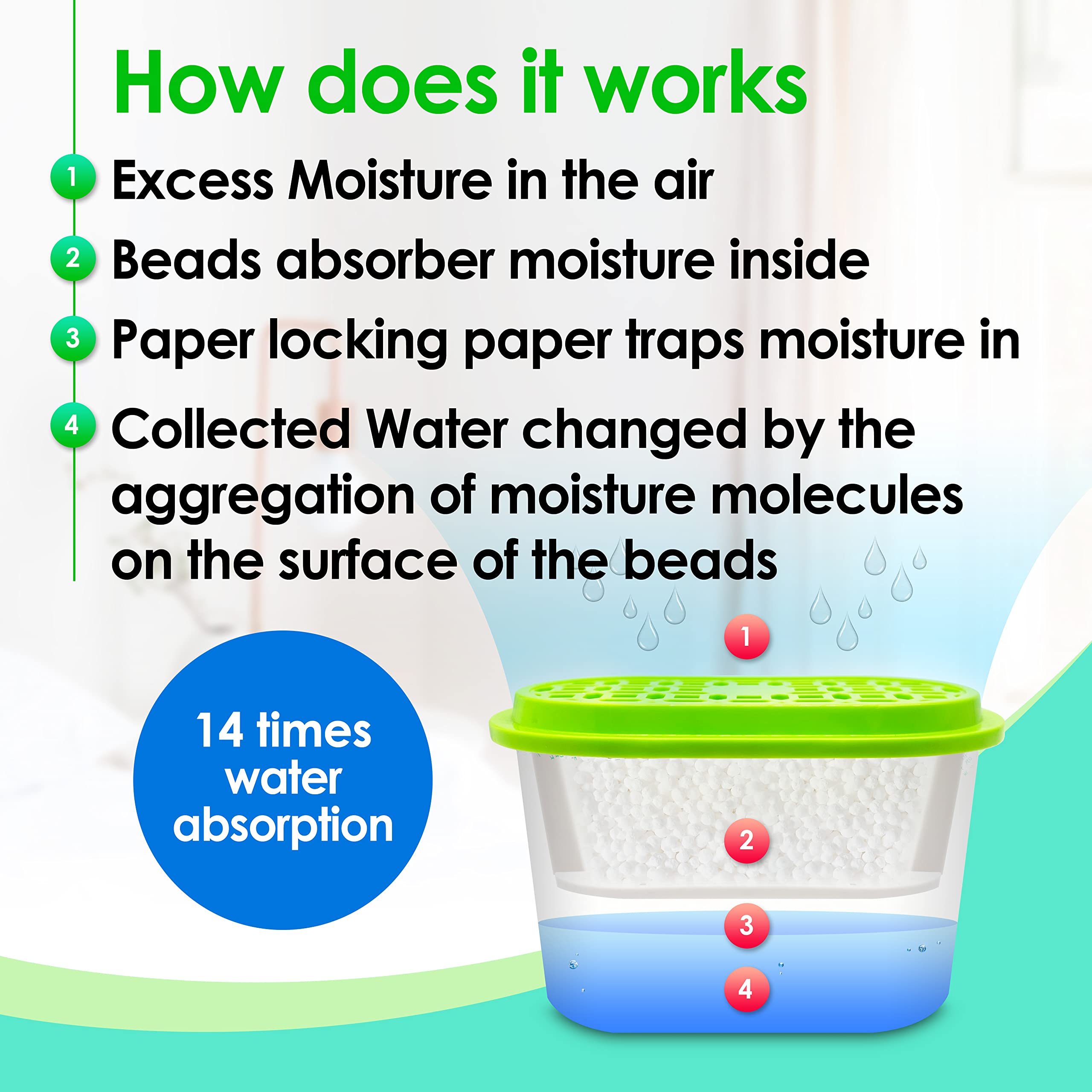 16 Pack Moisture Absorbers & Odor Eliminators - 17.7oz Unscented Dehumidifier for Home, Closet, Bathroom, Kitchen, RV - Keep Spaces Fresh & Dry All Year Round