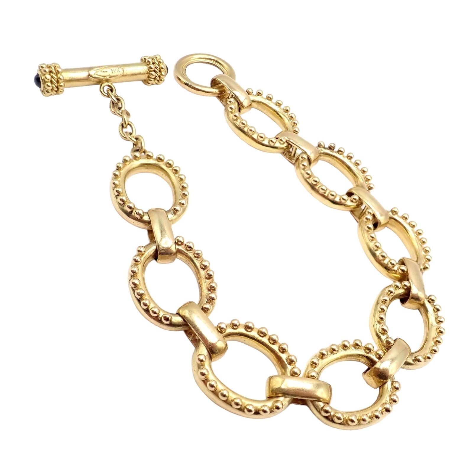 Authentic Elizabeth Locke 18k Yellow Gold Sapphire Medium Link Toggle Bracelet - Elegant Jewelry for Women, Perfect Gift for Anniversary, Birthday & Special Occasions