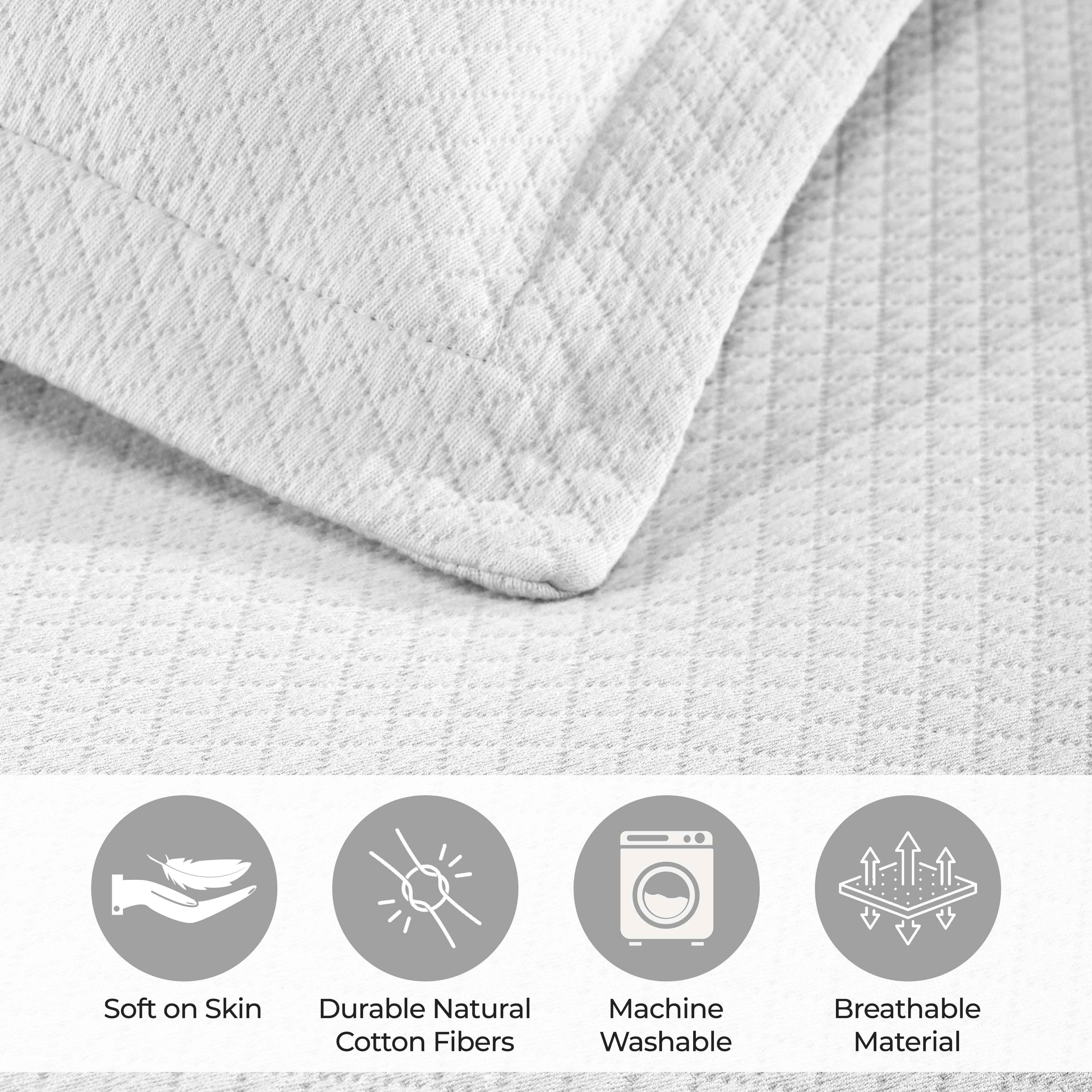 Luxury Jacquard Matelassé Cotton Diamond Solitaire Bedspread Set - Queen Size Bedding Coverlet for Master Bedroom, Guest Room & Hotel Decor