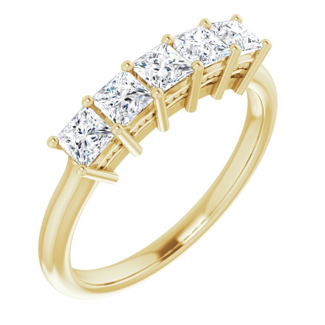 0.90 Carat Princess Cut Diamond Wedding Band with Hidden Milgrain Accent - Elegant Bridal Ring for Engagement, Anniversary & Special Occasions