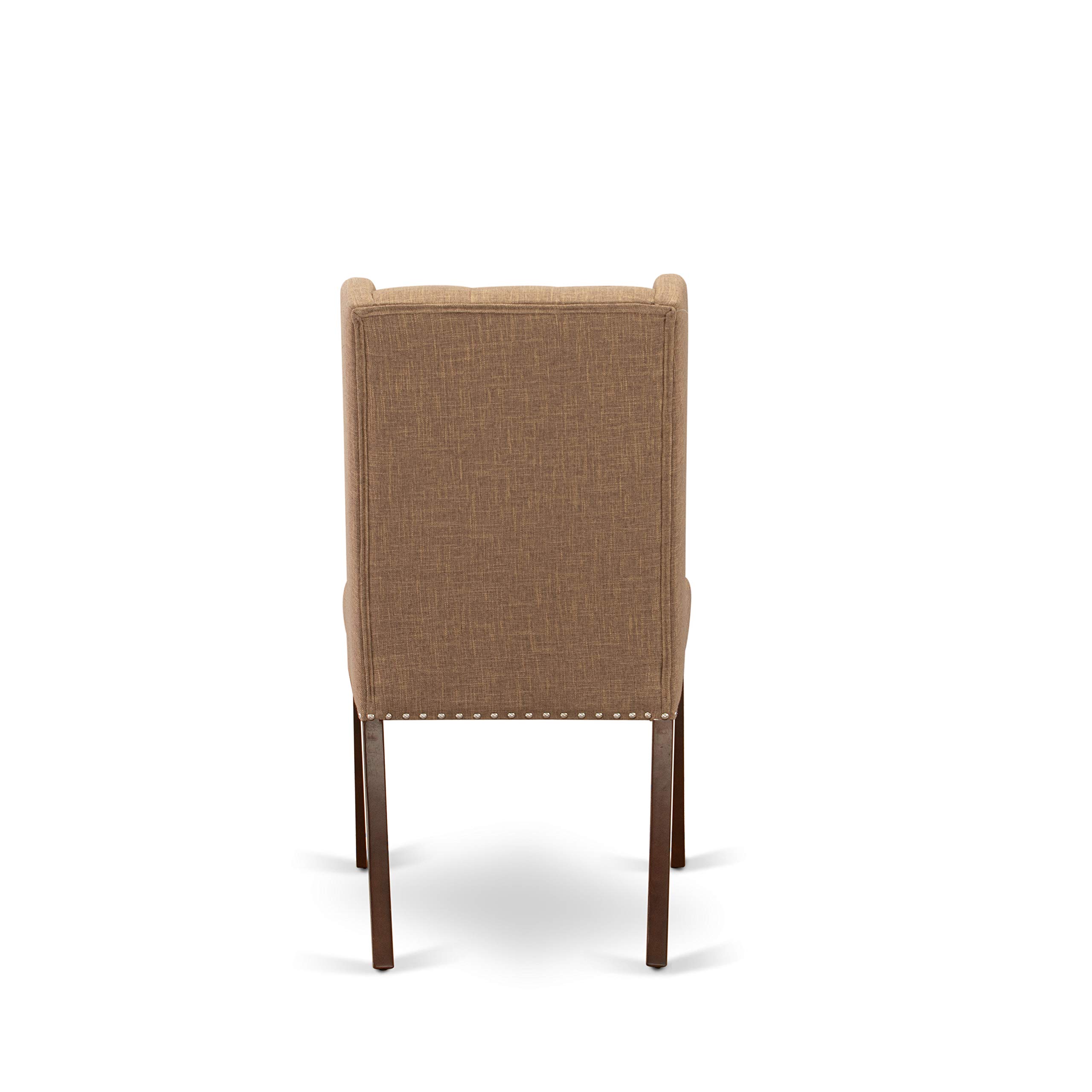 East West Furniture OXFO3-MAH-47 3-Piece Small Space Kitchen Table Set - 36x36 Inch Square Dining Table with 2 Light Sable Linen Fabric Parson Chairs, Mahogany - Perfect for Apartments, Breakfast Nooks & Cozy Dining Areas
