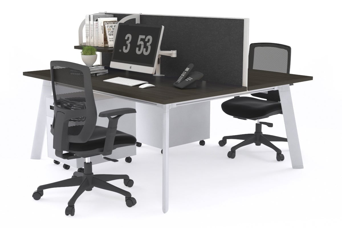 2-Person Workstation with White Frame - 1800L x 700W - Perfect for Office, Home Office, and Collaborative Workspaces