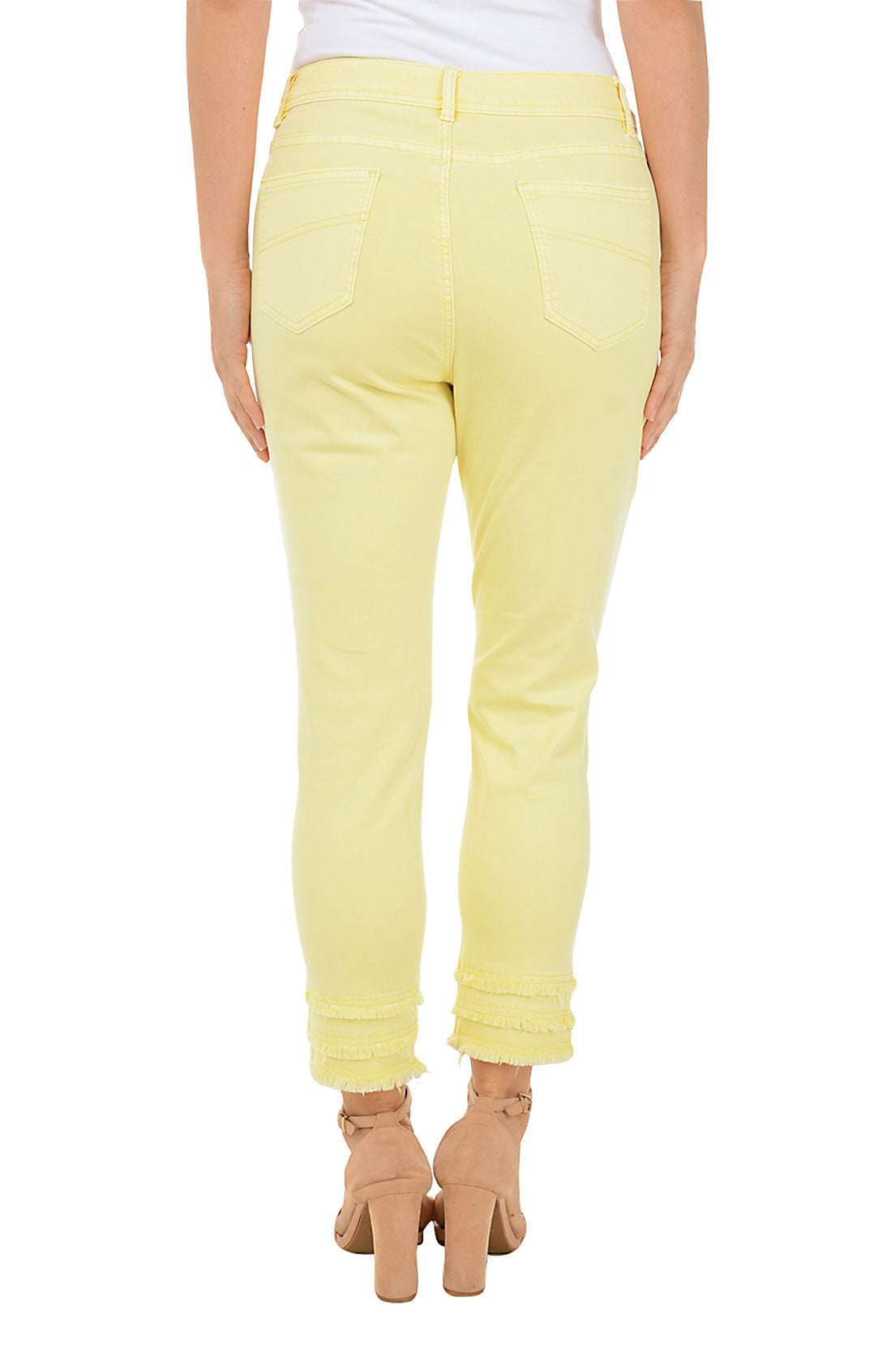 Triple Frayed Denim Twill Crop Pants for Women - High Waisted Distressed Jeans with Raw Hem | Perfect for Casual Outfits, Streetwear & Summer Fashion
