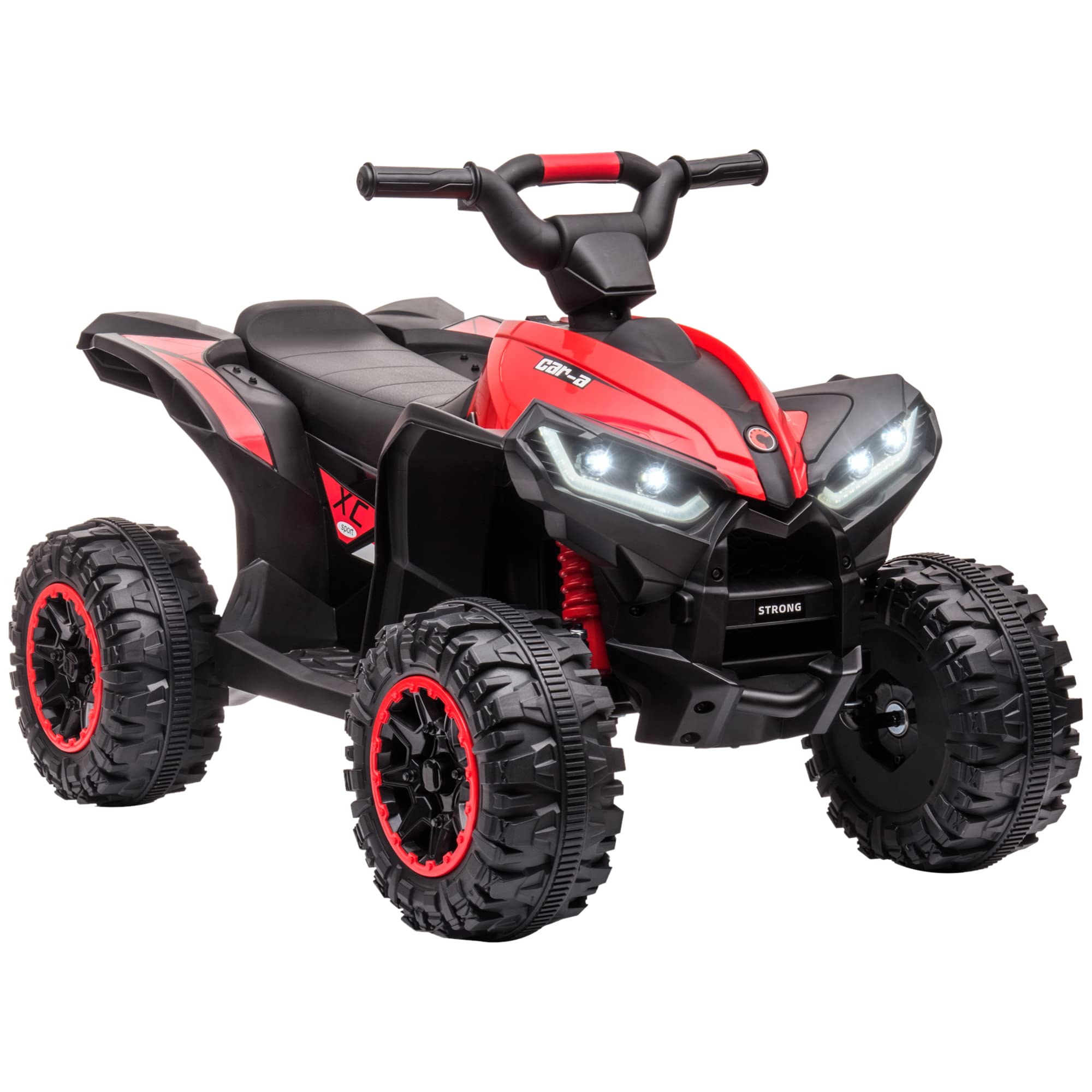 HOMCOM 12V Kids Electric Quad Bike for 3-5 Years Old - 2 Motors, LED Lights, Horn, Music, Adjustable Speed, Forward/Reverse - 83x53x55.5cm Red - Perfect for Outdoor Play, Backyard Riding & Birthday Gifts