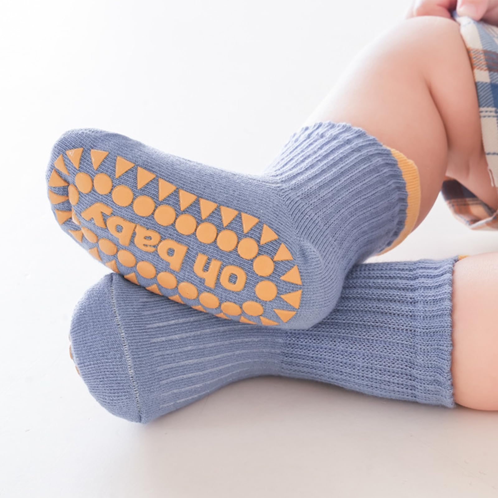 6 Pairs Non-Slip Toddler Socks with Grips - Breathable Baby Ankle Socks for 12-18 Months - Perfect for Crawling, Walking & Playtime