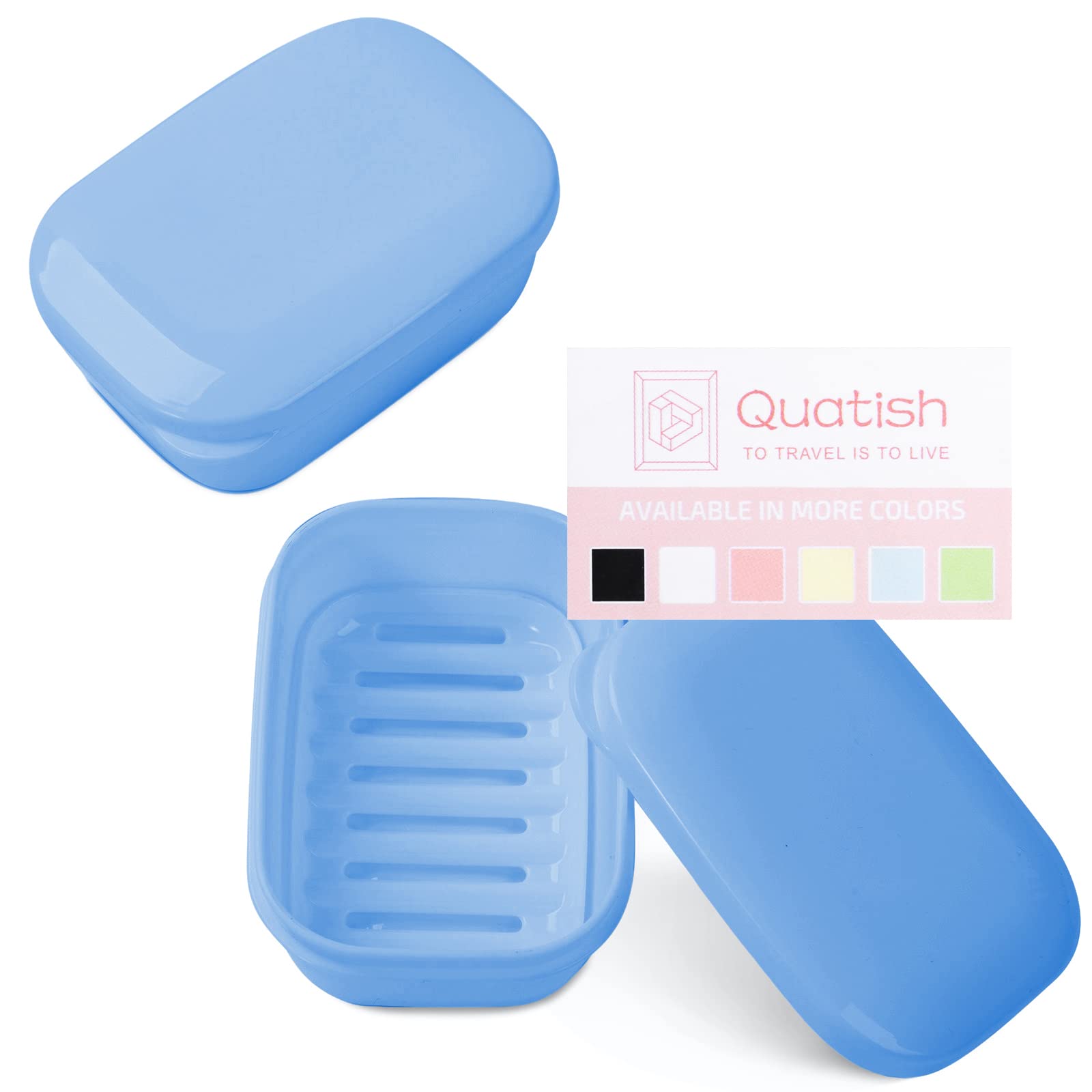 Quatish 2 Pack Travel Soap Container with Lid - Leak Proof Portable Soap Holder for Camping, Gym, Travel & Bathroom Storage - Compact Soap Case for Bar Soaps (Denim Blue) | Perfect for Outdoor Adventures & Daily Hygiene
