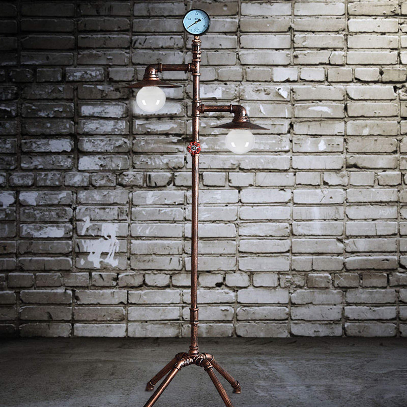 UWY Industrial Floor Lamp - Wrought Iron Retro Standing Lamp with Adjustable Height, Vintage Farmhouse Style for Living Room, Bedroom, Study - Perfect for Reading, Relaxing & Home Decor
