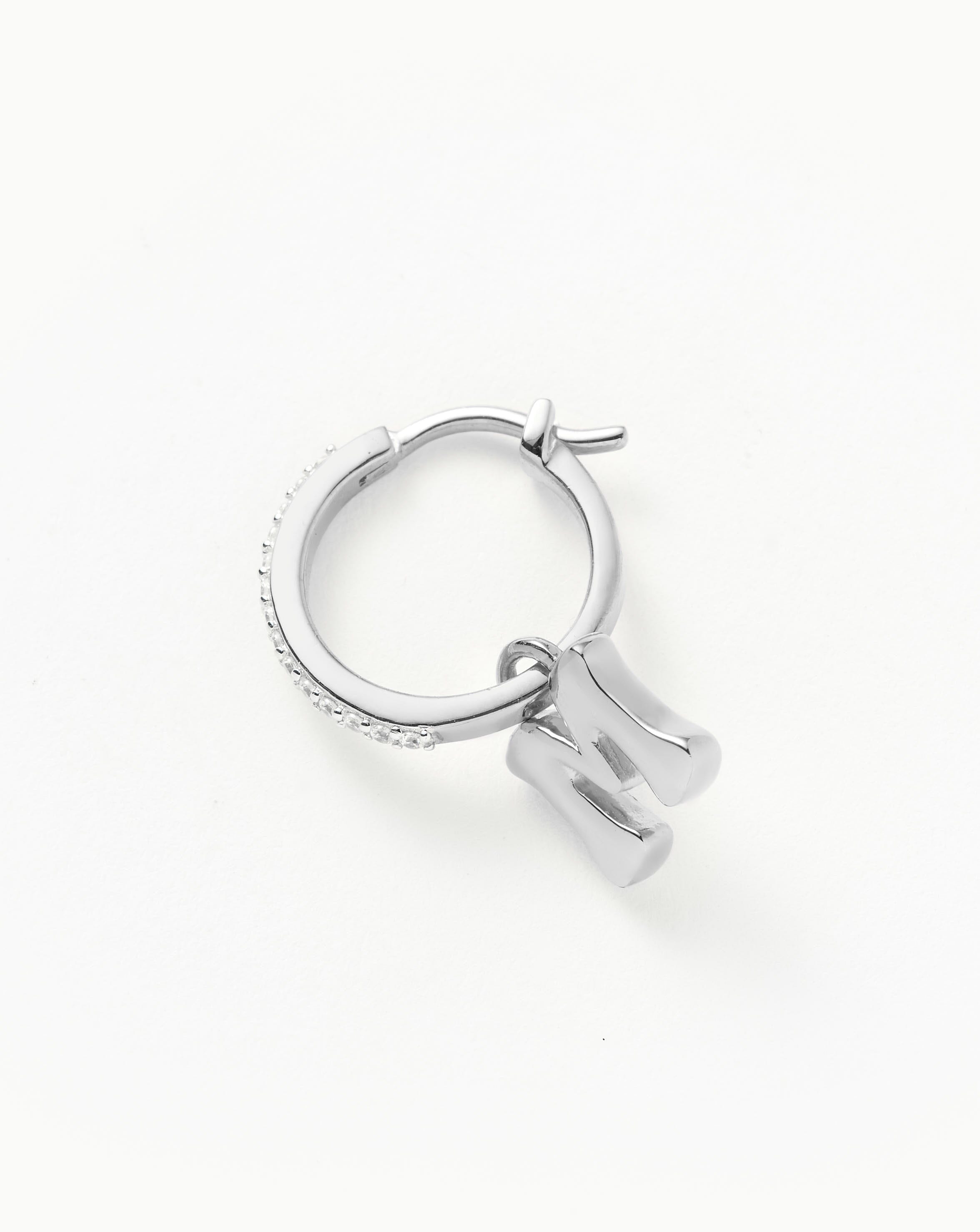 Personalized Initial M Sterling Silver Hoop Earrings - Dainty Letter Charm Jewelry for Women, Gift for Her, Everyday Wear & Special Occasions