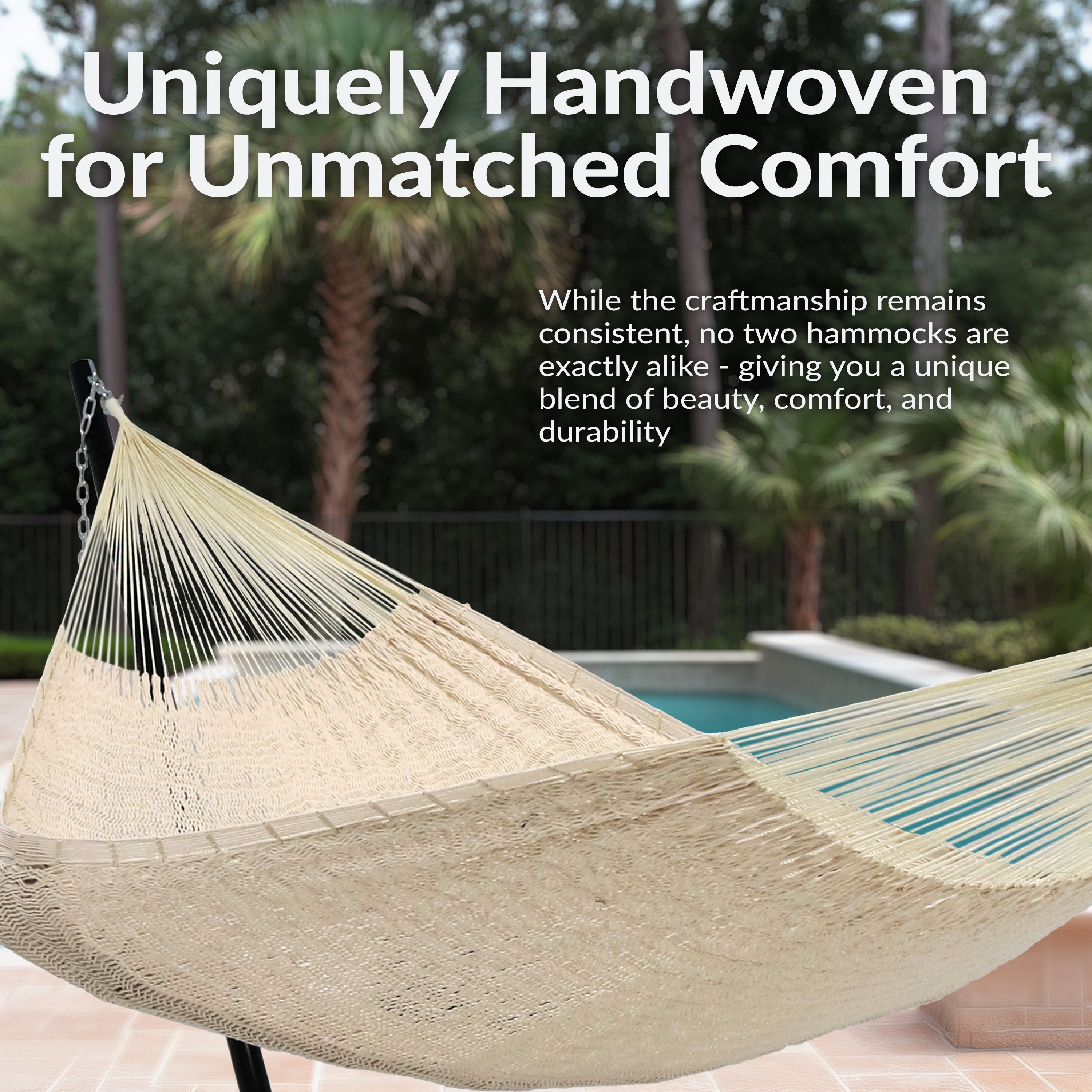 Sunnydaze Family Size Handwoven Thick Cord Mayan Hammock - Durable & Comfortable Outdoor Hammock for Backyard, Patio, Beach, and Camping