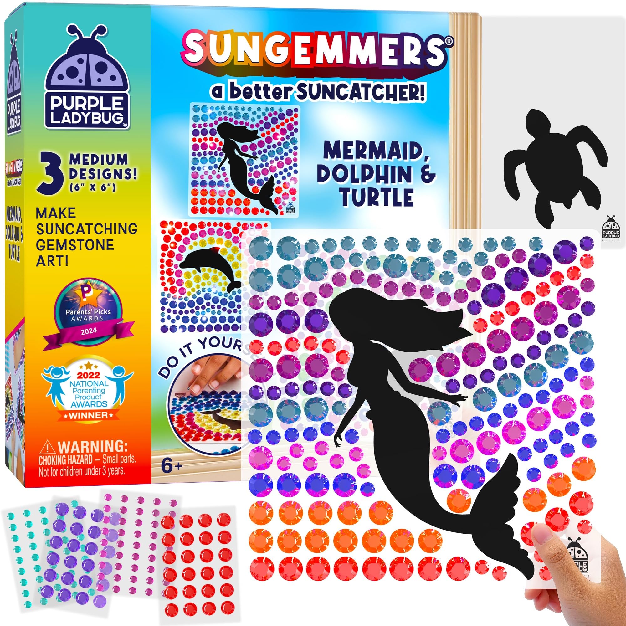 SUNGEMMERS Gem Window Art Suncatcher Kit for Kids Ages 5-12 - Diamond Painting Crafts for Girls & Boys, DIY Mermaid Suncatchers - Perfect Birthday, Easter Gifts & Kids Room Decor | Fun Indoor Activity for Rainy Days & Creative Playtime