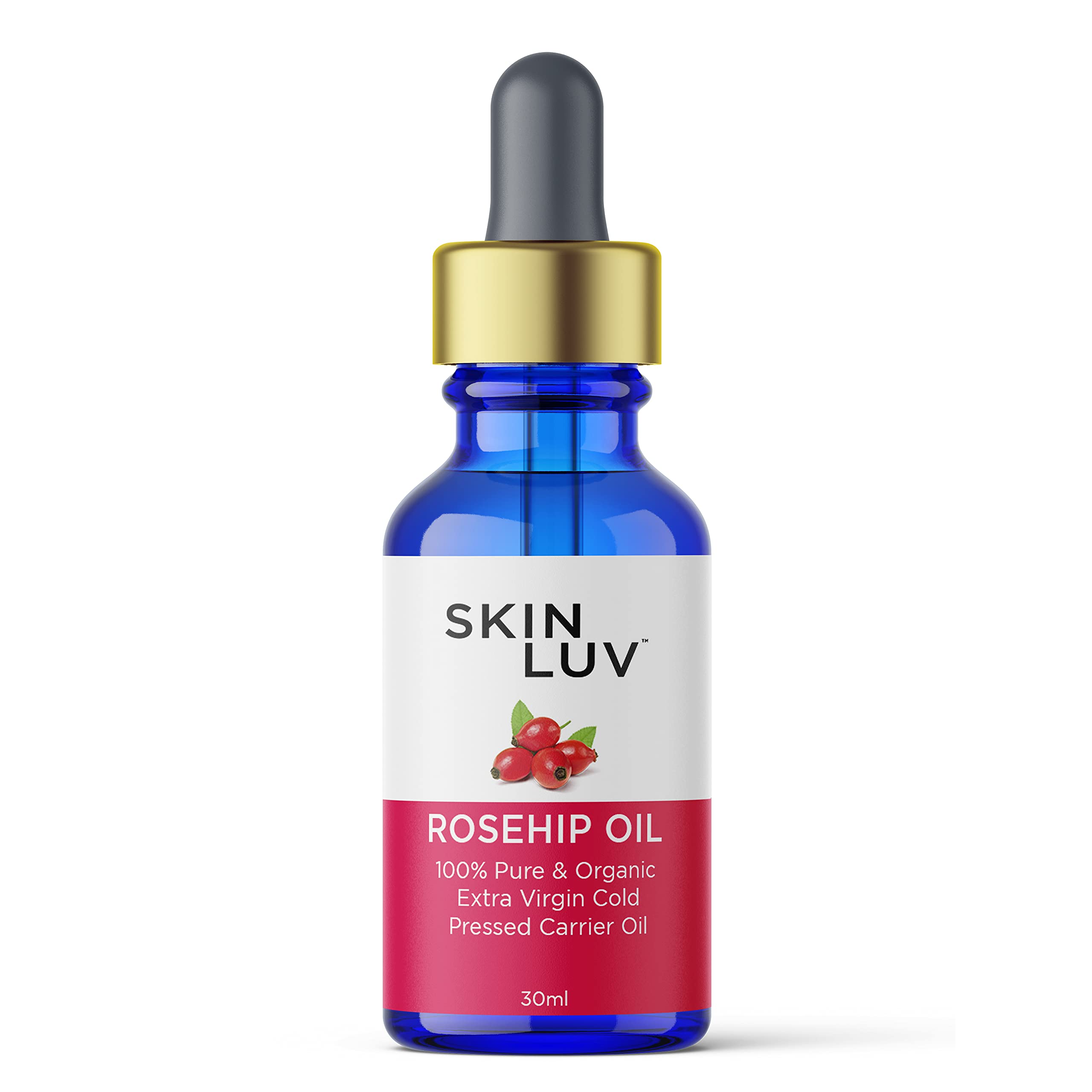 SKINLUV 100% Pure Organic Extra Virgin Rosehip Oil - Cold Pressed Carrier Oil for Face & Hair (30ml) | Anti-Aging, Moisturizing & Scar Treatment | Perfect for Night Routine & DIY Skincare