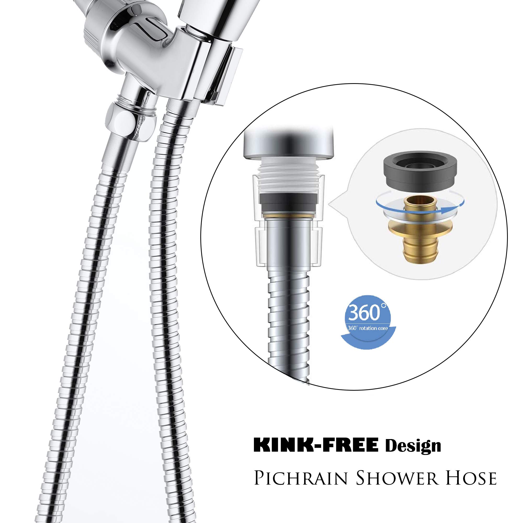 72-Inch Extra Long Stainless Steel Shower Hose Extension - Flexible Replacement for Handheld Shower Heads with Brass Insert, Chrome Finish - Perfect for Bathroom Renovation & Universal Shower Upgrades