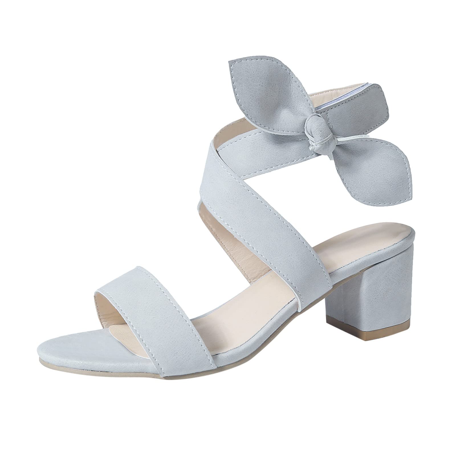 Women's Strappy Chunky Heel Bow Sandals - Pointed Toe Pumps for Wedding, Work & Party | Comfortable Dress Shoes for Evening Events & Special Occasions