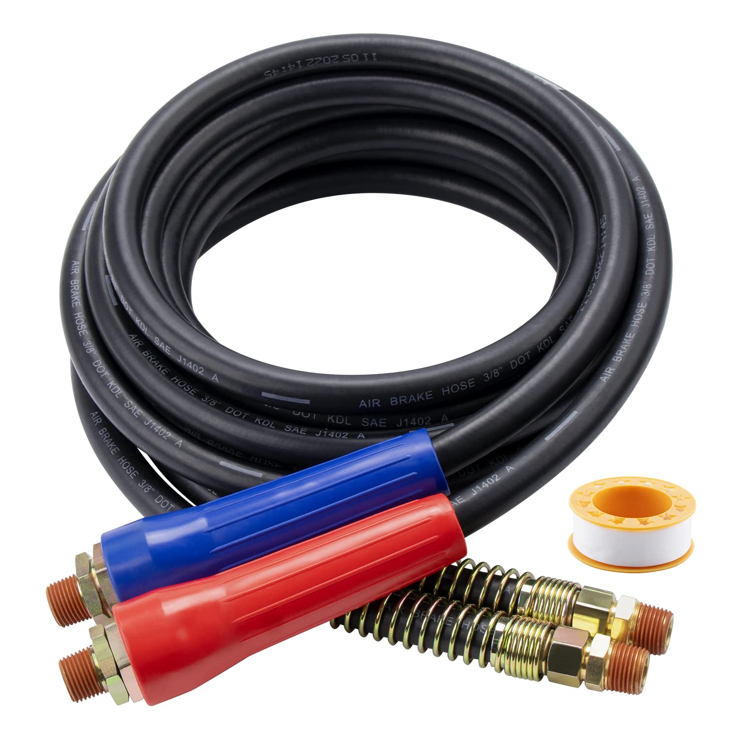 15 FT Heavy Duty Air Line Hose Assembly Set - Straight Air Power Hoses for Trailer & Truck Tractors Parts - Ideal for Commercial Vehicle Brake Systems & Pneumatic Applications