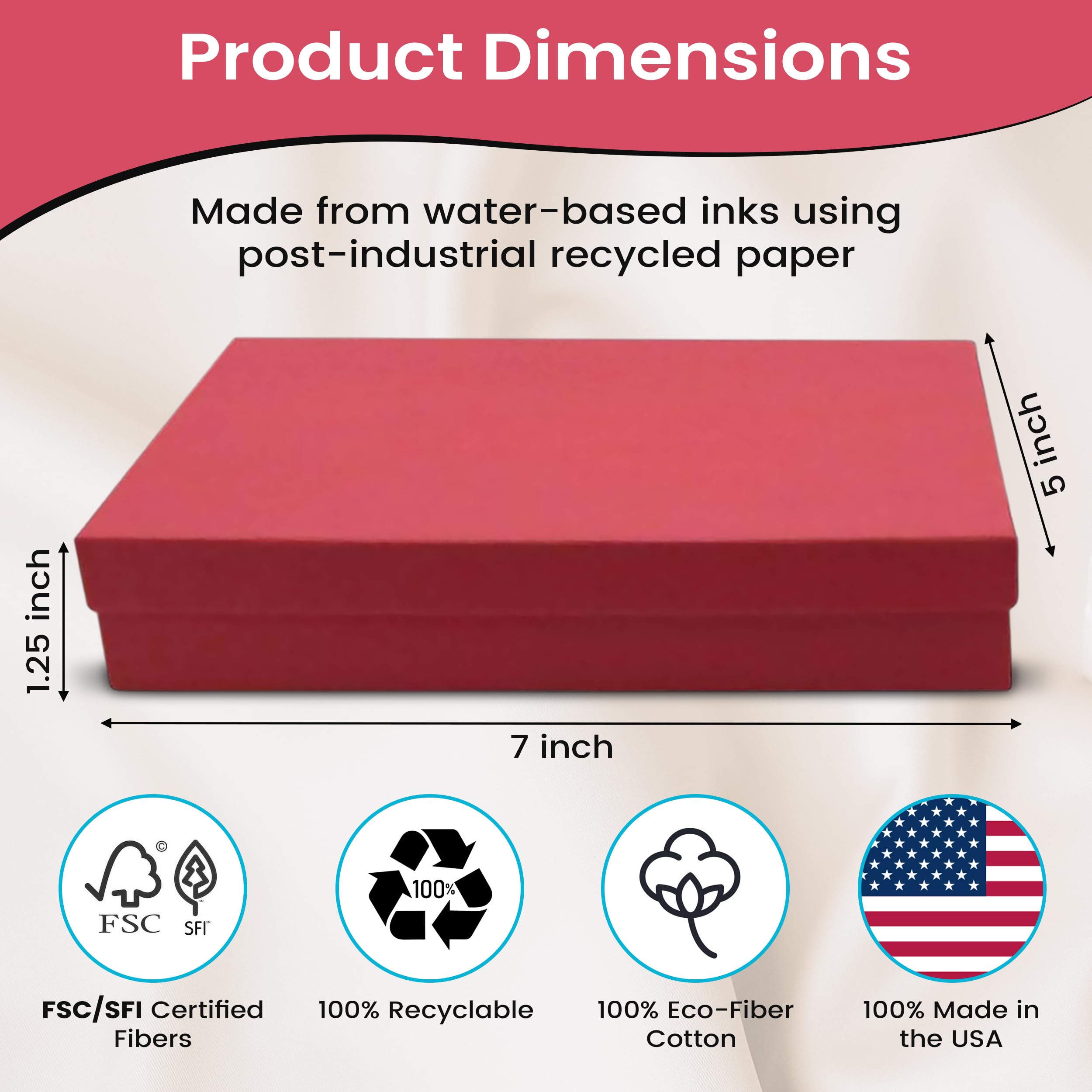 Premium 8-Pack Red Jewelry Gift Box Set (7x5x1.25 inches) with Cotton Filling | USA-Made Cardboard Jewelry Storage Boxes with Lids | Perfect for Bracelets, Necklaces, Rings & Earrings | Elegant Gift Packaging for Birthdays, Anniversaries & Special Occasions