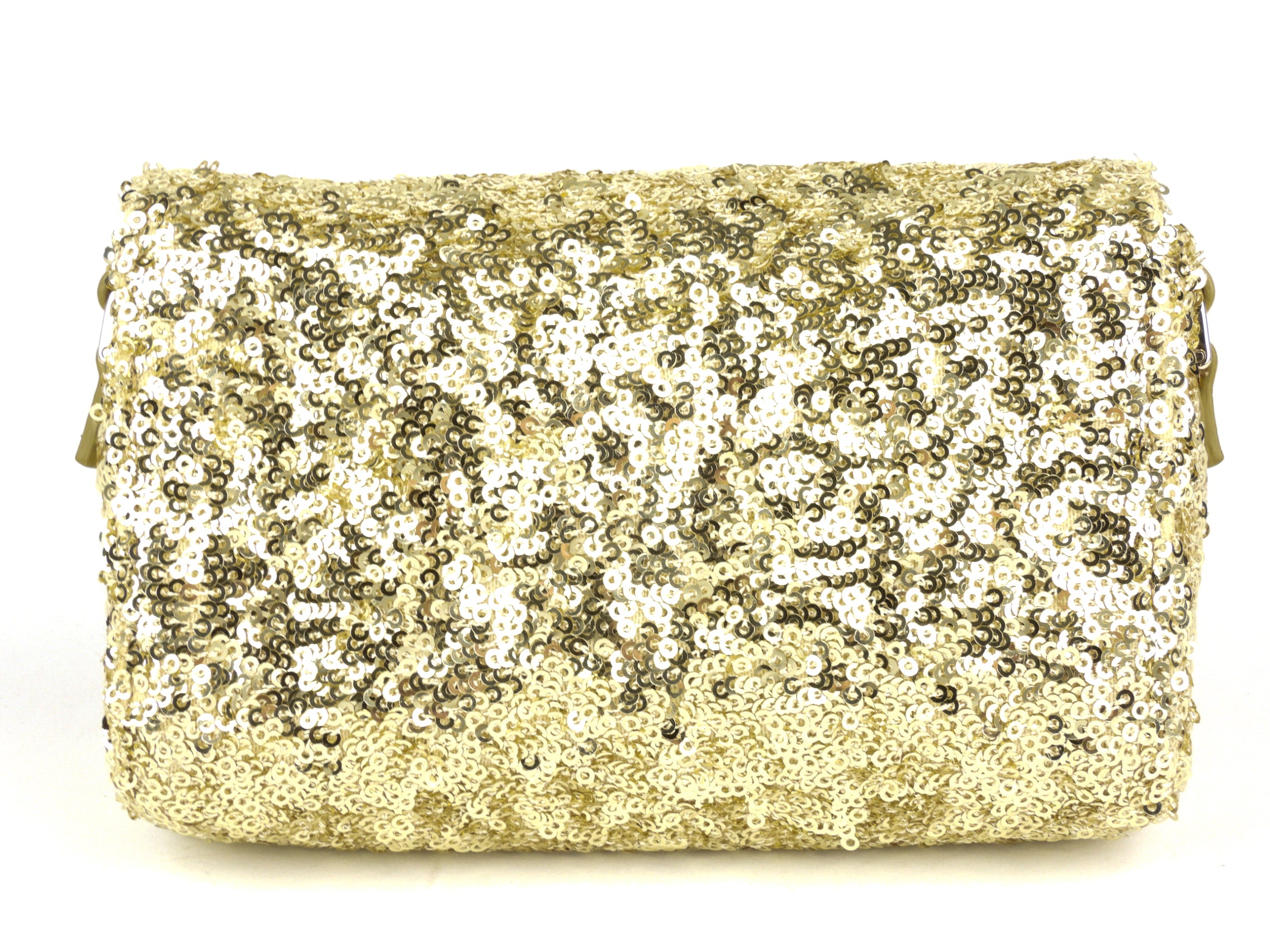 Dolce & Gabbana Gold Metallic Sequin Leather Bow Small Shoulder Bag - Elegant Evening Clutch for Parties, Weddings & Special Occasions