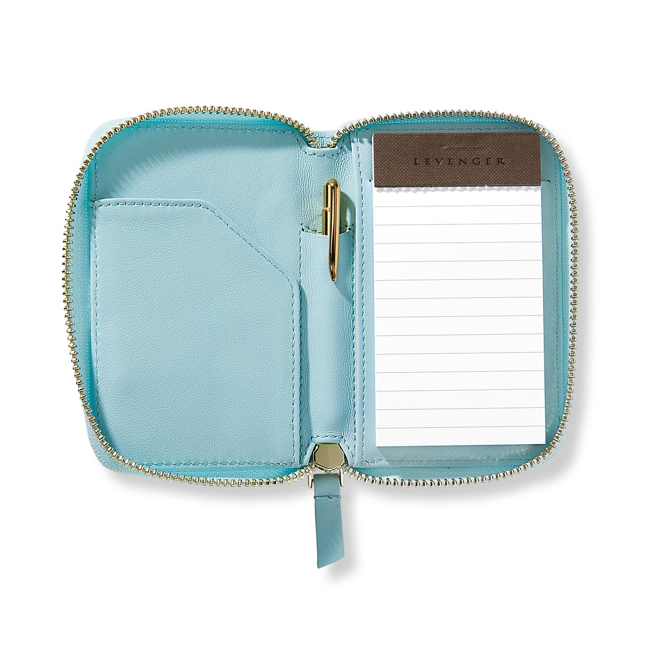 Vintage Aqua Blue Leather Zip Around Wallet - Slim & Stylish for Everyday Use, Travel, and Business