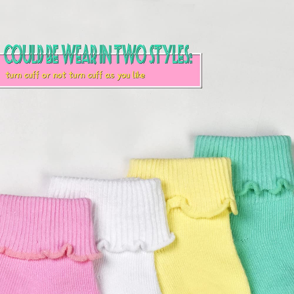 Baby Girls Ruffle Lace Socks 12 Pairs - Soft Cotton Newborn Infant Toddler Socks for Everyday Wear, Photo Shoots & Special Occasions