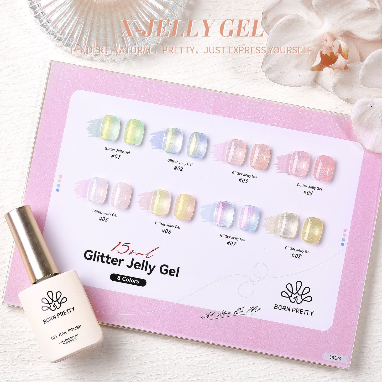 Nude Hema-Free Glitter Jelly Gel Polish #03 - 15ml Long-Lasting Nail Polish for Manicure & Pedicure | Perfect for Salon, Home Use & Special Occasions