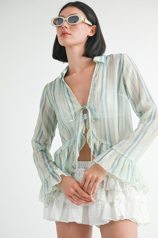 FLYAWAY BLOUSE WITH RUFFLE DETAIL - Elegant Women's Fashion Top for Casual Wear, Office & Date Night Outfits