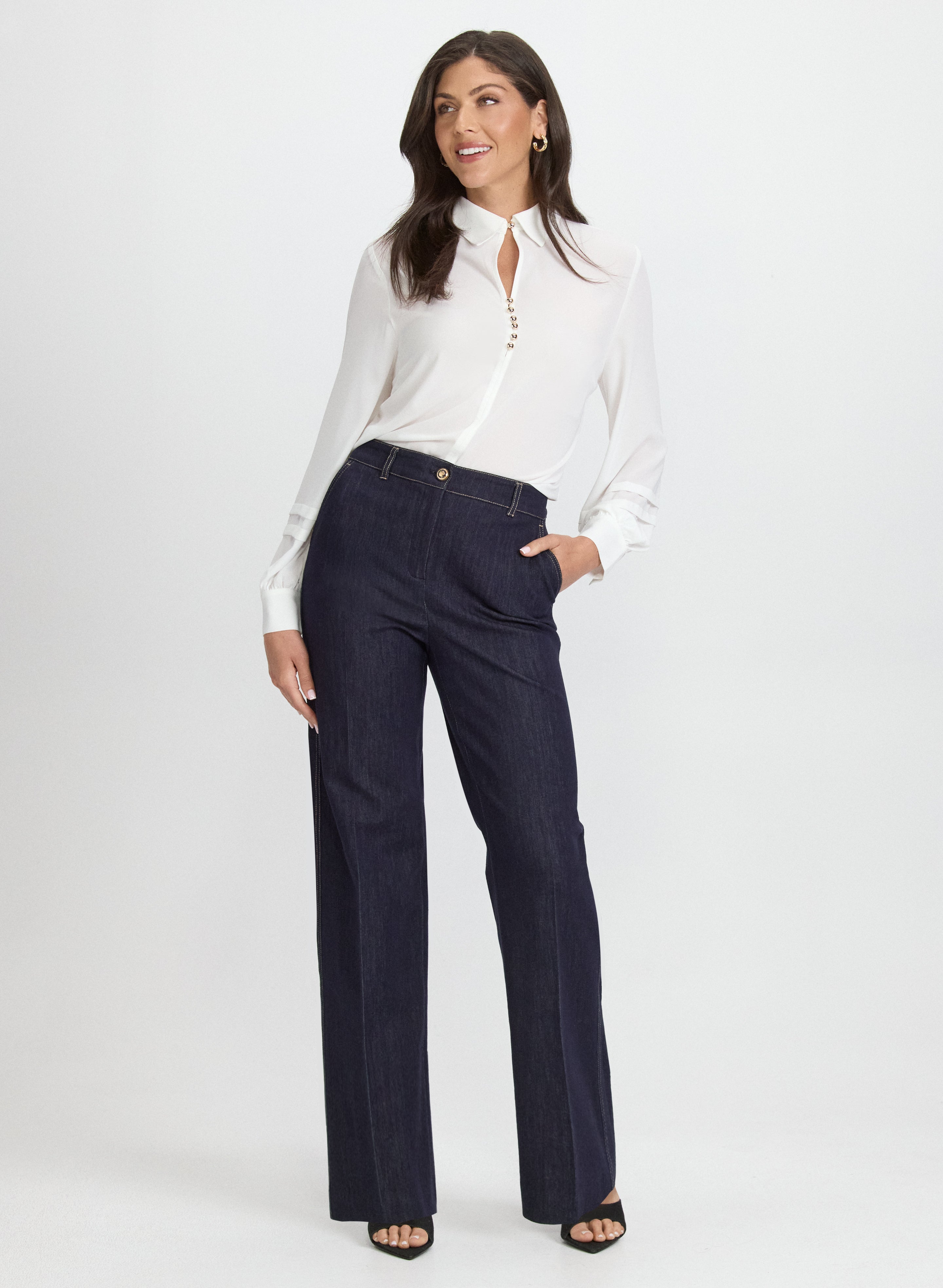Stylish Button Detail Blouse for Women - Elegant Casual & Office Wear - Perfect for Work, Dates & Special Occasions