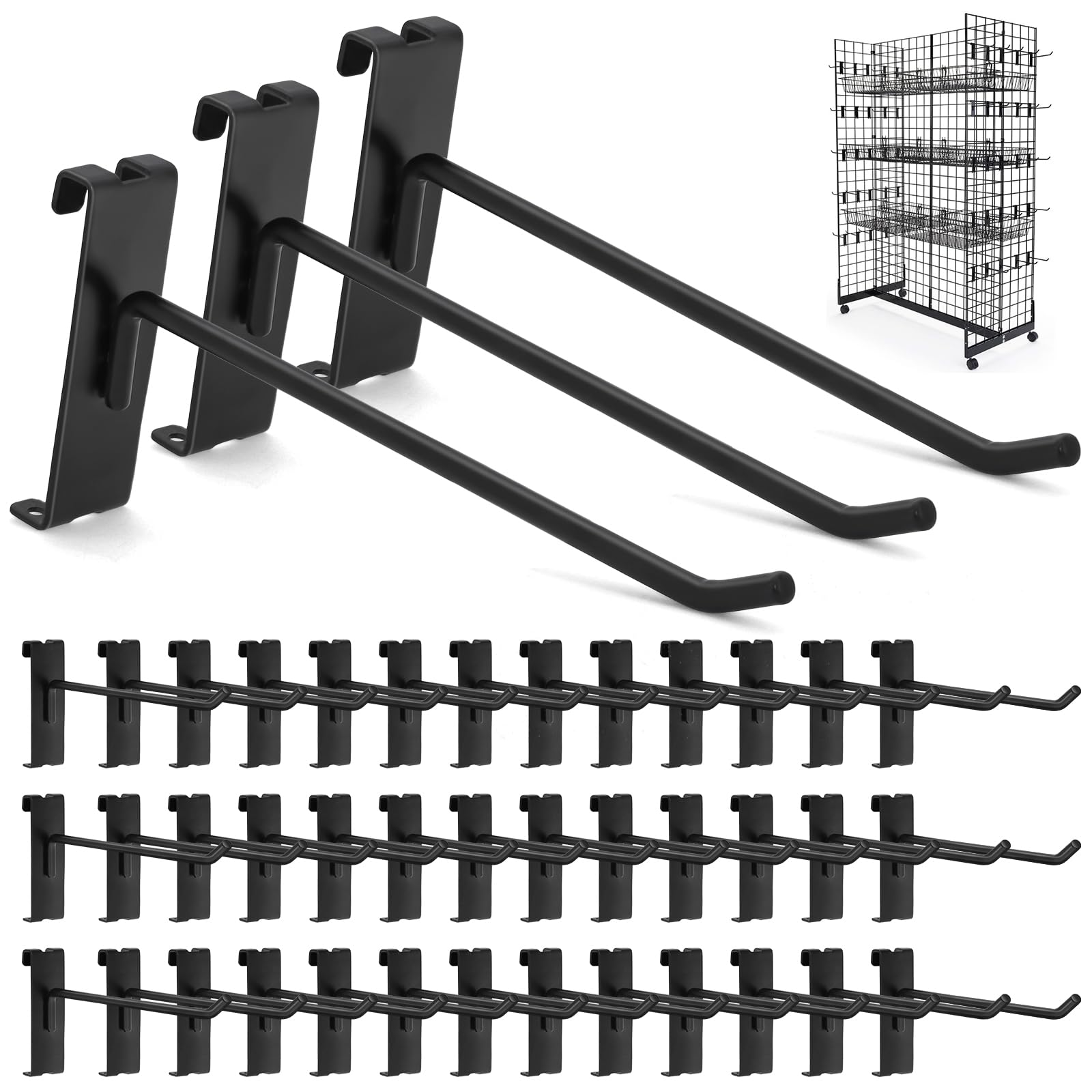 60 Pack Heavy Duty Gridwall Hooks for Wire Grid Wall Panels - 10 Inch Black Display Hooks for Retail Store Fixtures, Clothing Racks & Merchandise Display - Perfect for Boutique, Trade Show & Warehouse Organization