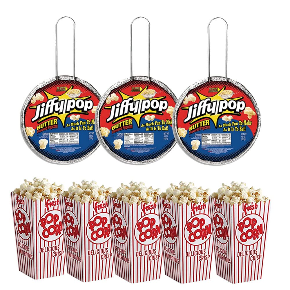 Jiffy Pop Popcorn for Stove & Campfire - Easy Stovetop Popcorn Popper - Fluffy Butter Popcorn for Movies & Outdoor Adventures - Dean Products