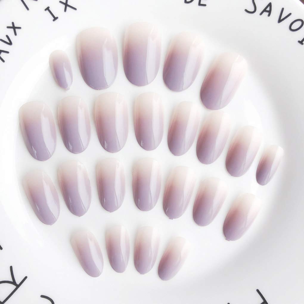 Ombre Short Press on Nails - Square Glossy Fake Nails for Women | Ballerina Artificial False Nails | Party Stick on Nails for Girls (Blue) - Perfect for Weddings, Parties & Daily Wear