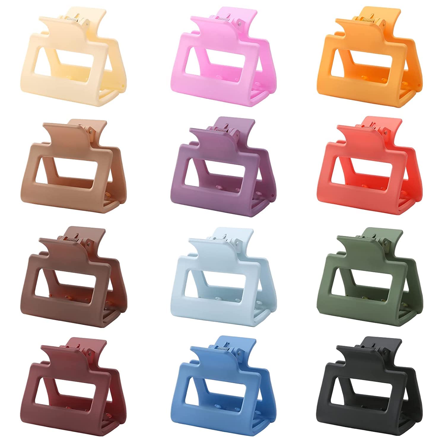 Stylish Rectangle Hair Claw Clips for Women & Girls - Strong Hold Hair Jaw Clips for Thin Hair (Set of 4) | Perfect for Work, School, Travel & Everyday Hairstyles