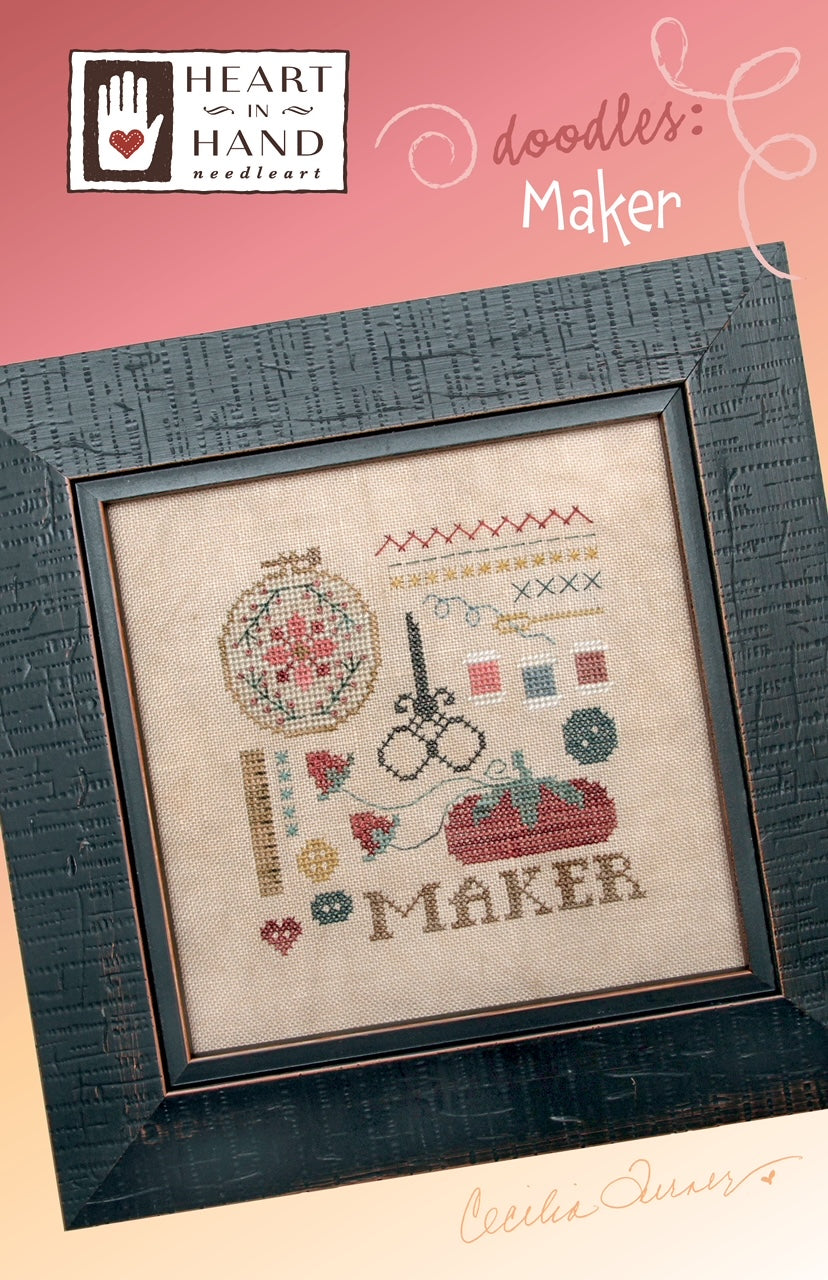 Maker Doodles Cross Stitch Pattern Kit - DIY Embroidery Design for Beginners & Experts - Perfect for Home Decor, Gifts & Craft Projects