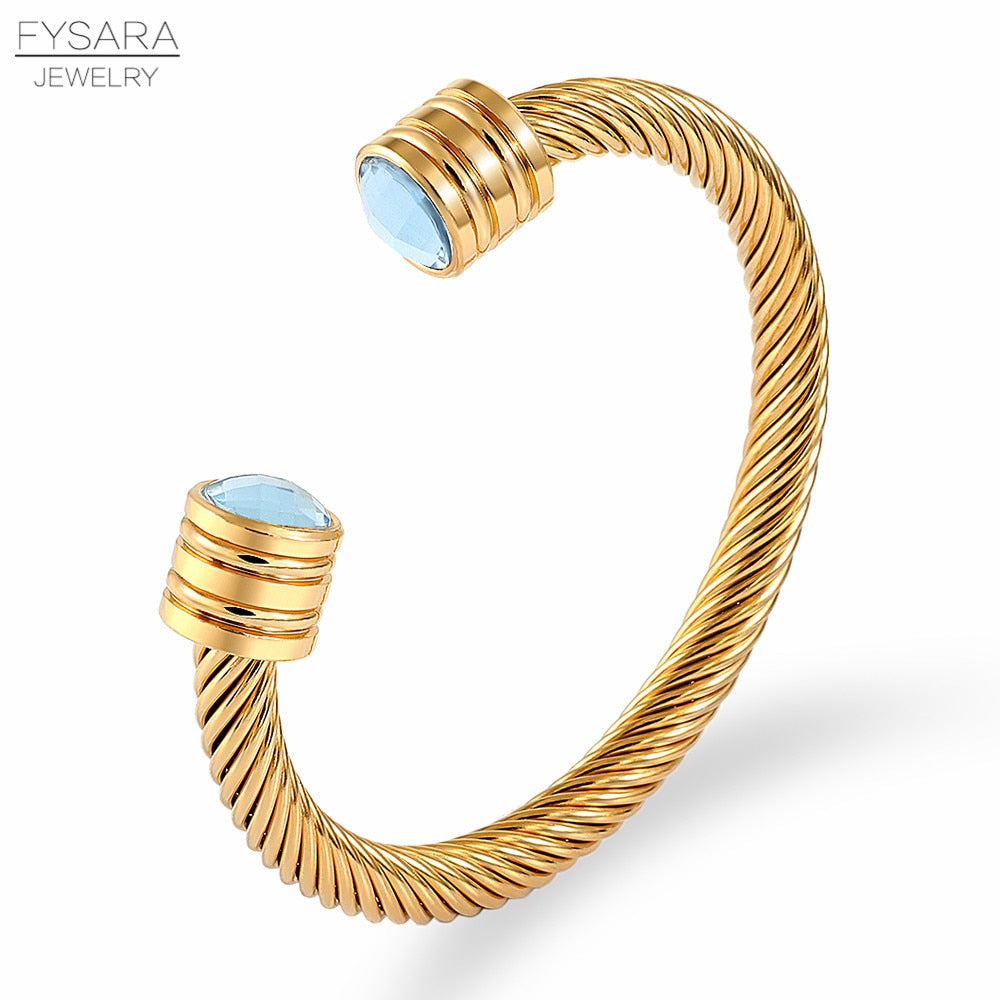 Twisted Cable Wire Bangle Cuff Bracelets for Women - Fashion Jewelry for Casual & Formal Wear - Perfect for Office, Party & Everyday Accessories