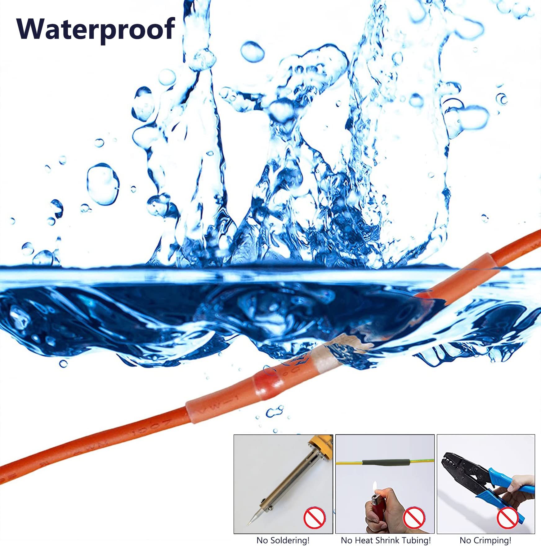 Ginsco 210PCS Solder Seal Wire Connectors Kit - Heat Shrink Butt Terminals & Splice Connectors for Stereo & Electrical Wiring - Waterproof, Corrosion Resistant - Perfect for Automotive, Marine & Outdoor Electrical Repairs
