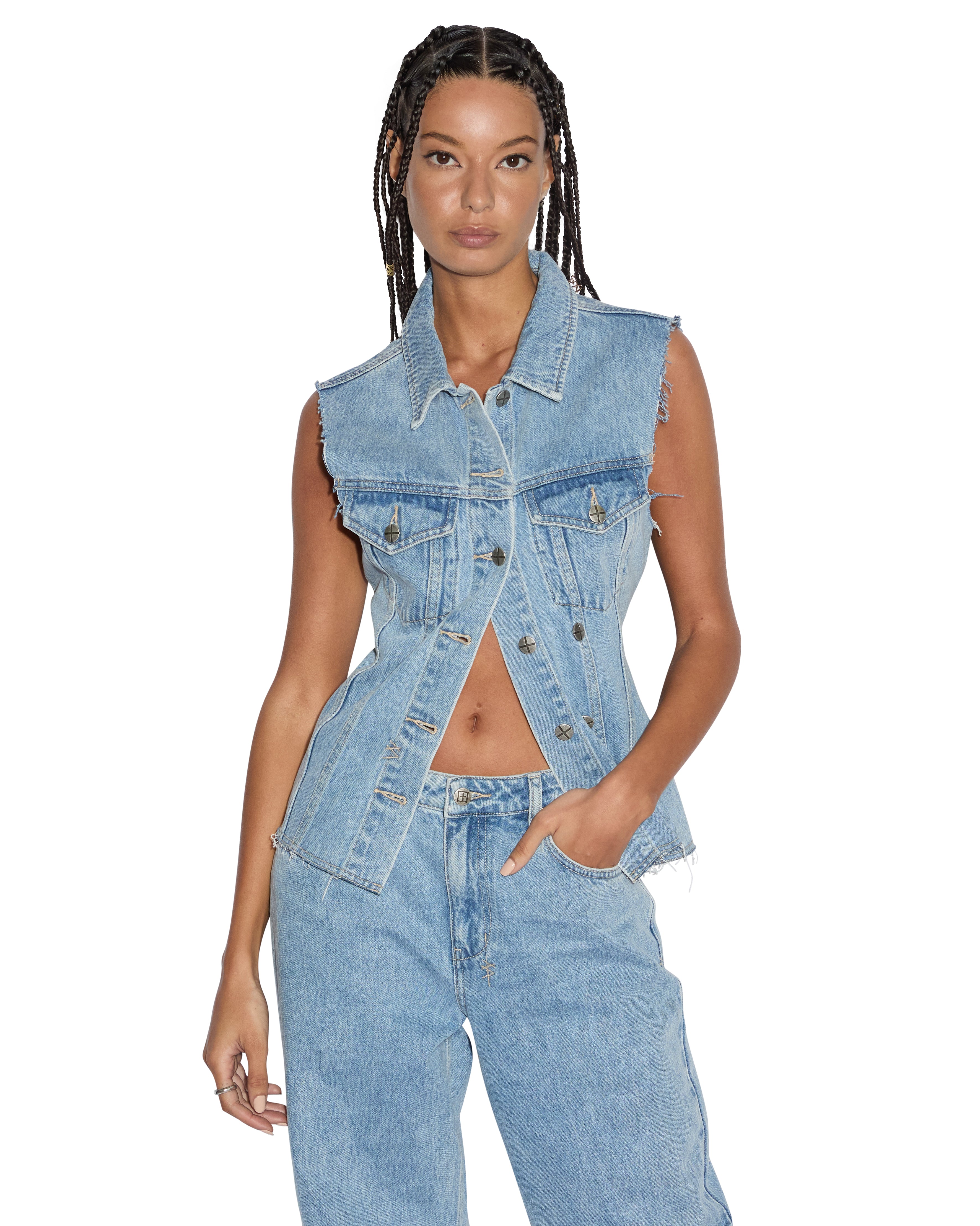 SPARK VEST TORN UP - Stylish Distressed Denim Vest for Women & Men | Perfect for Casual Outfits, Streetwear Fashion, and Layering Looks