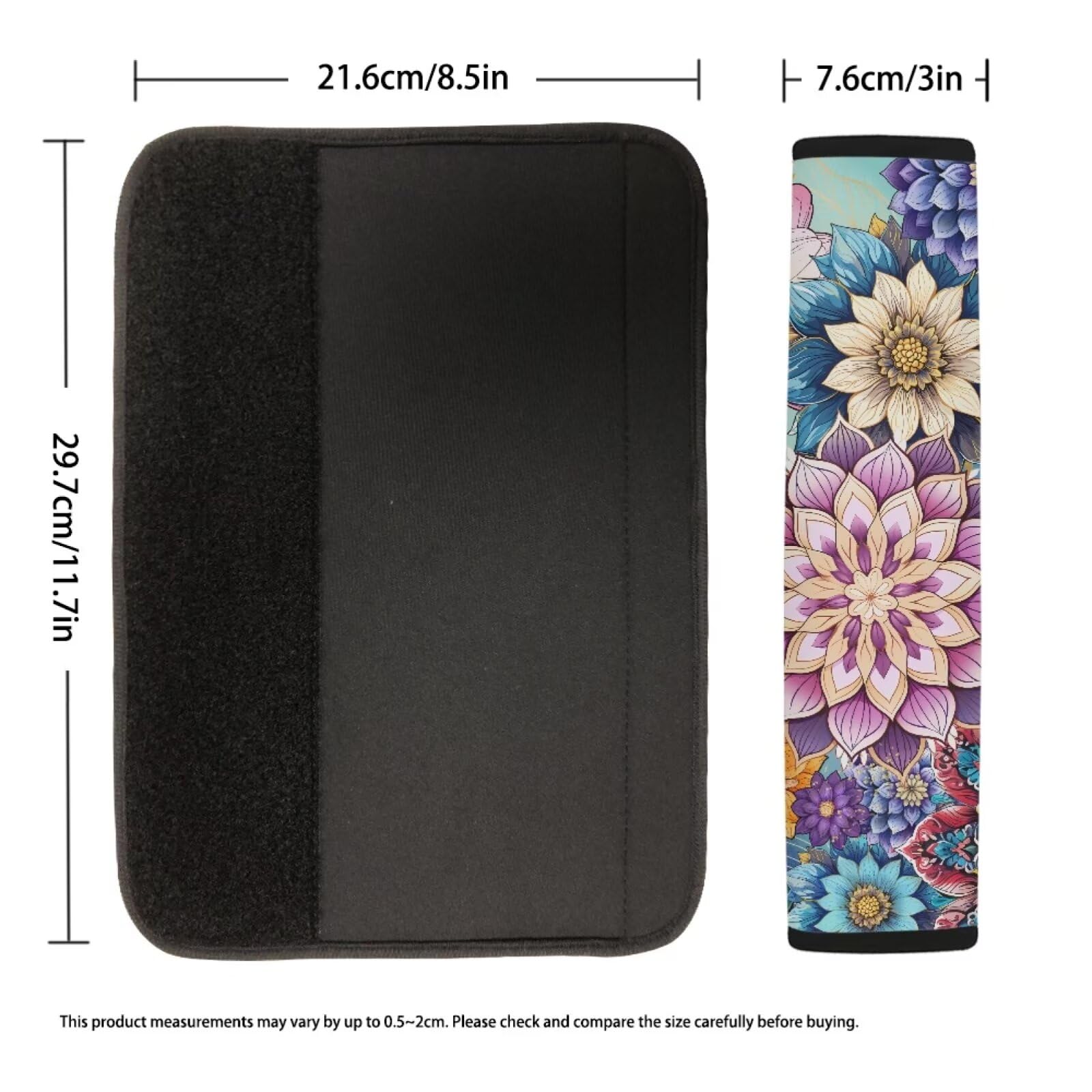 Jeiento Universal Car Seat Belt Shoulder Pads - Set of 2 Boho Blossom Seatbelt Covers for Comfort & Style | Perfect for Long Drives, Road Trips & Daily Commuting