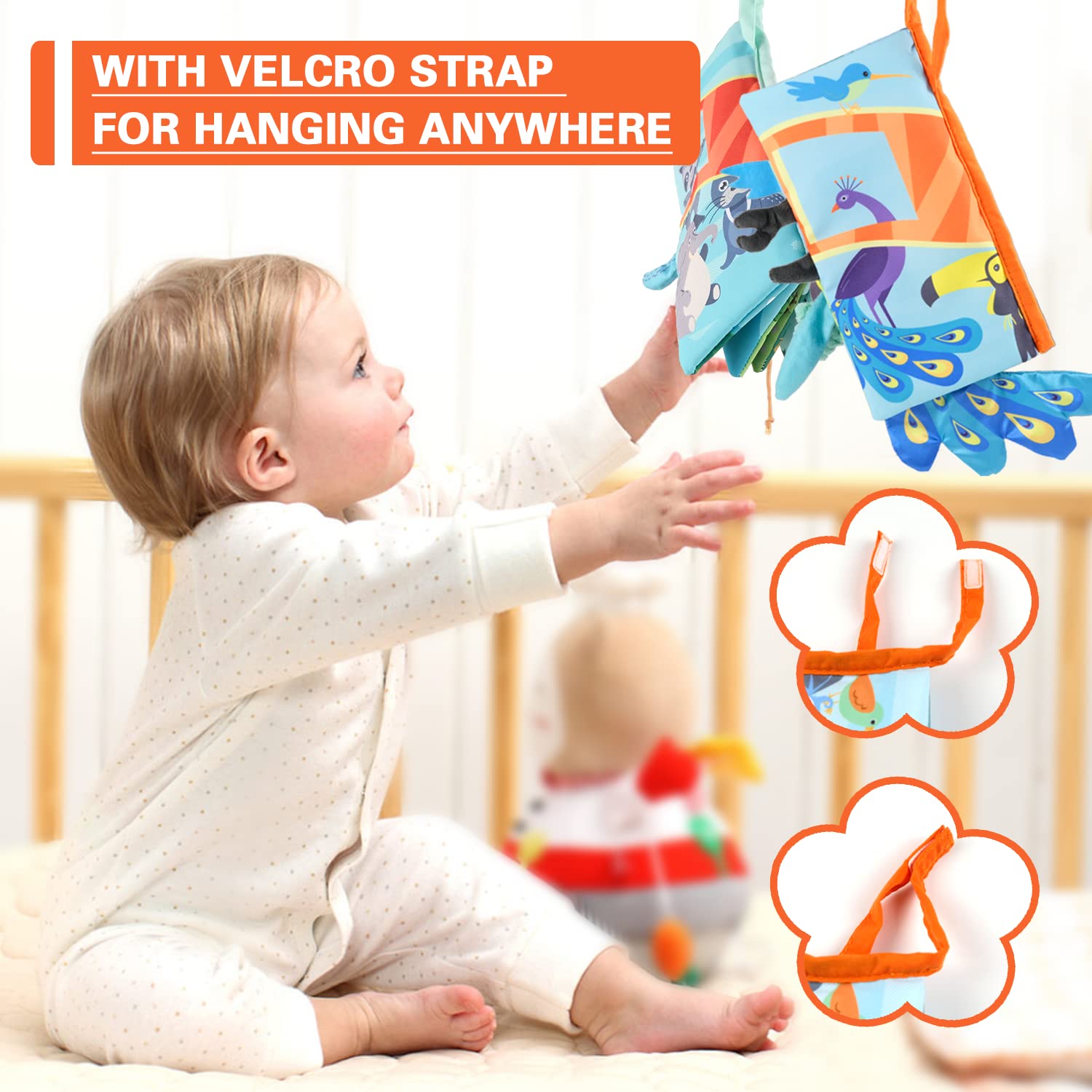 Richgv Soft Crinkle Baby Books - Sensory Toys for 0-12 Months, Jungle & Flying Animals - Perfect for Travel & Gifts