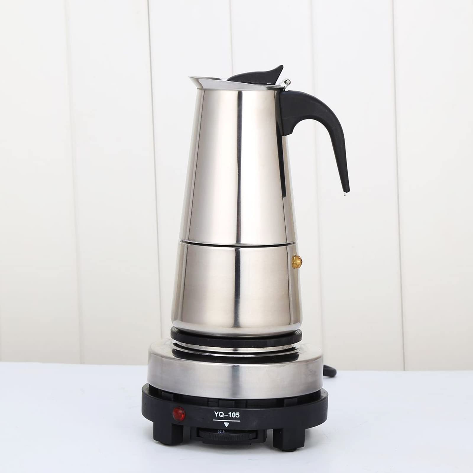 6 Cups Electric Stovetop Espresso Maker - Stainless Steel Moka Pot for Italian & Cuban Coffee - 300ml Cafetera - Perfect for Home, Office & Camping Brewing