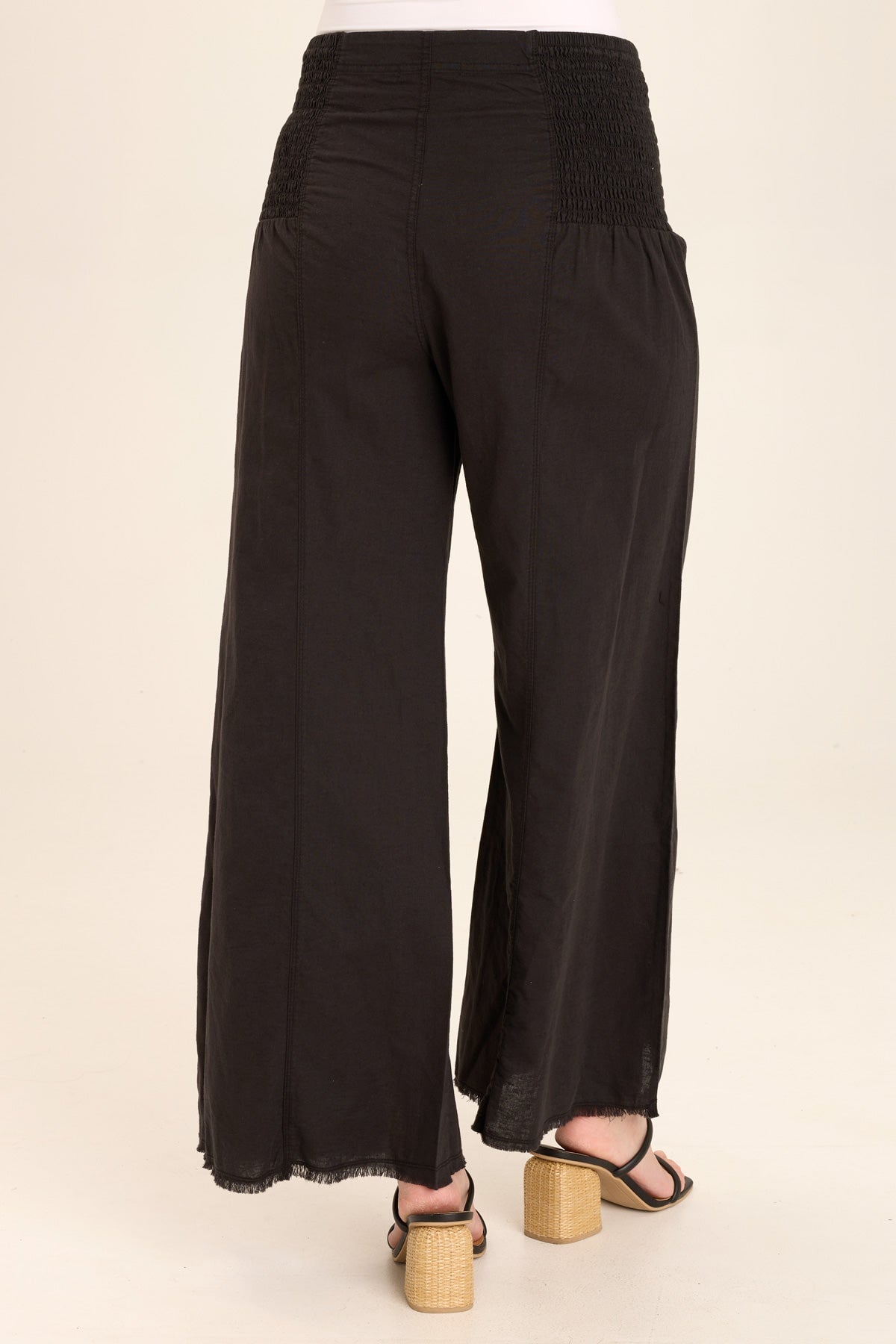 Kaj Wide Leg Black Linen Pants for Women - Comfortable High Waist Loose Fit Trousers for Summer, Office & Casual Wear