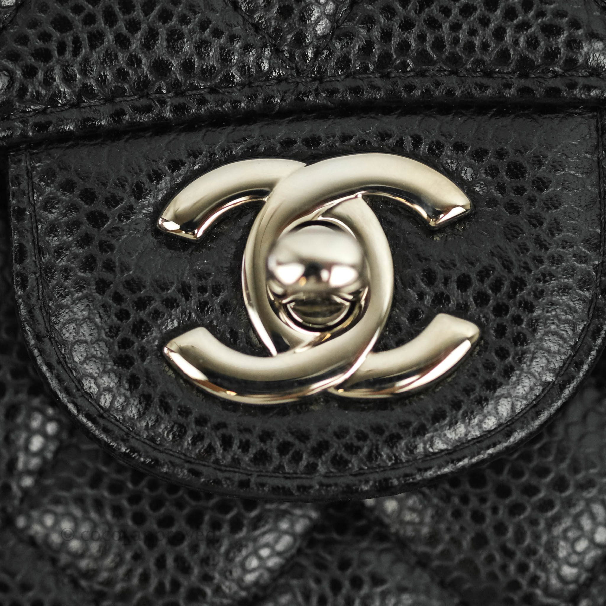 Chanel Classic Double Flap M/L Black Caviar Leather Bag with Silver Hardware - Luxury Designer Handbag for Women, Perfect for Work, Evening Events & Special Occasions