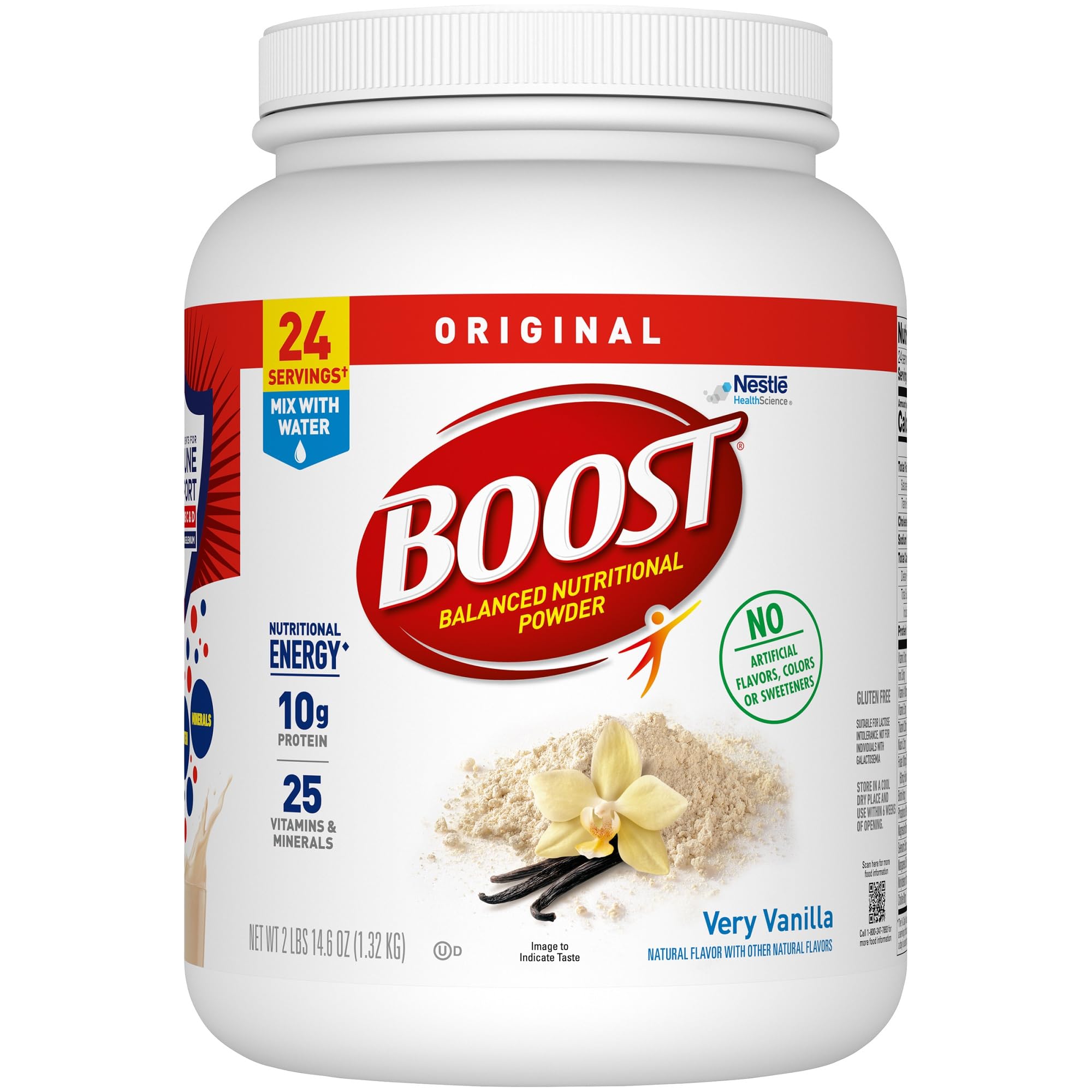 BOOST Original Balanced Nutritional Powder Drink Mix with 10g Protein & 25 Vitamins - Very Vanilla Flavor, 14.6oz | Meal Replacement & Energy Boost for Adults, Seniors & Active Lifestyles