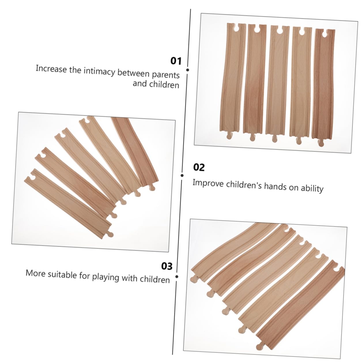 KONTONTY 4-Piece Wooden Train Track Set - Educational STEM Toys for Kids, Railway Building Accessories & Brain Development Toys | Perfect for Pretend Play, Early Learning & Model Railway Scenes